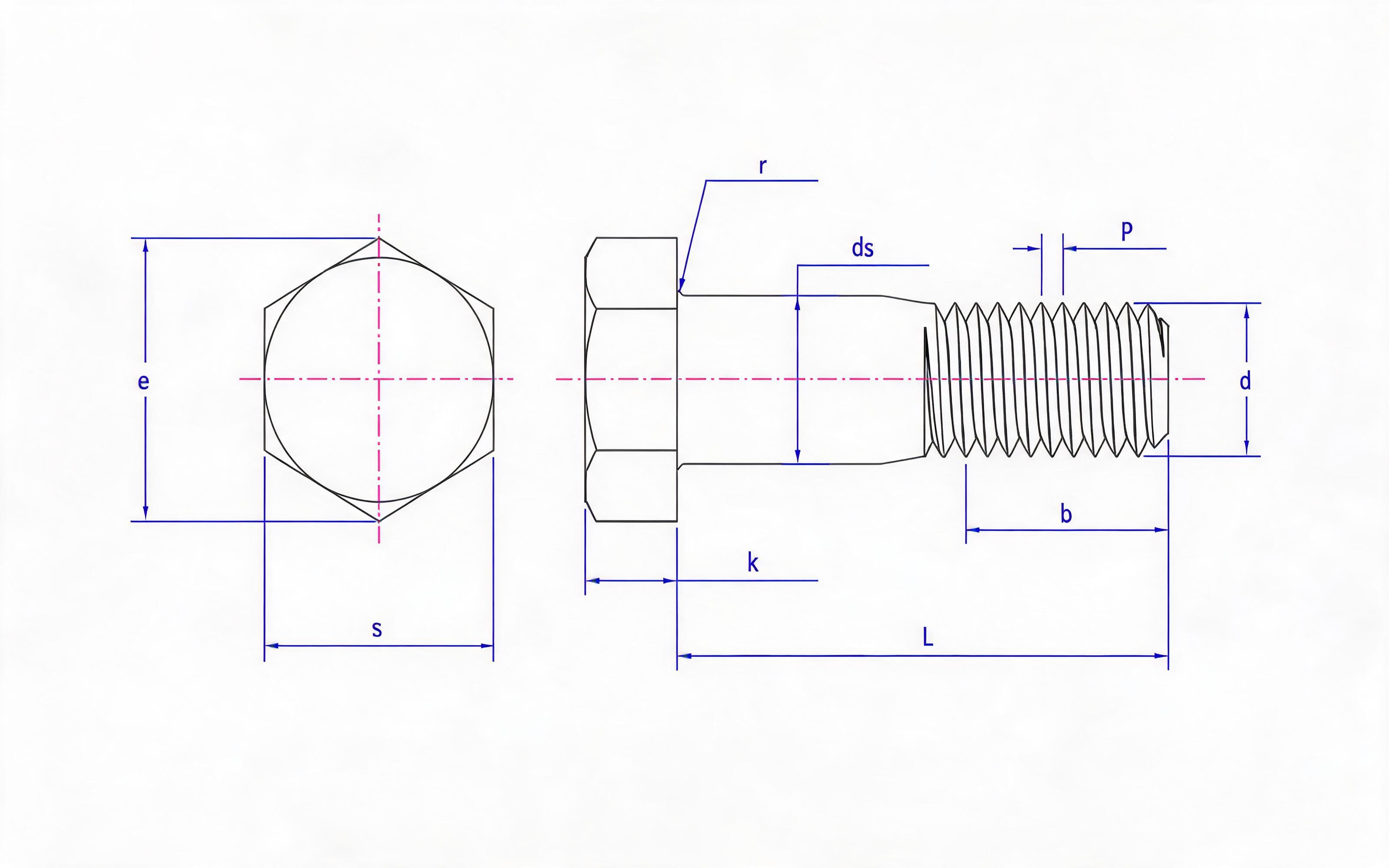 Hexagon fitting bolt for bolted structure Standard Drawing