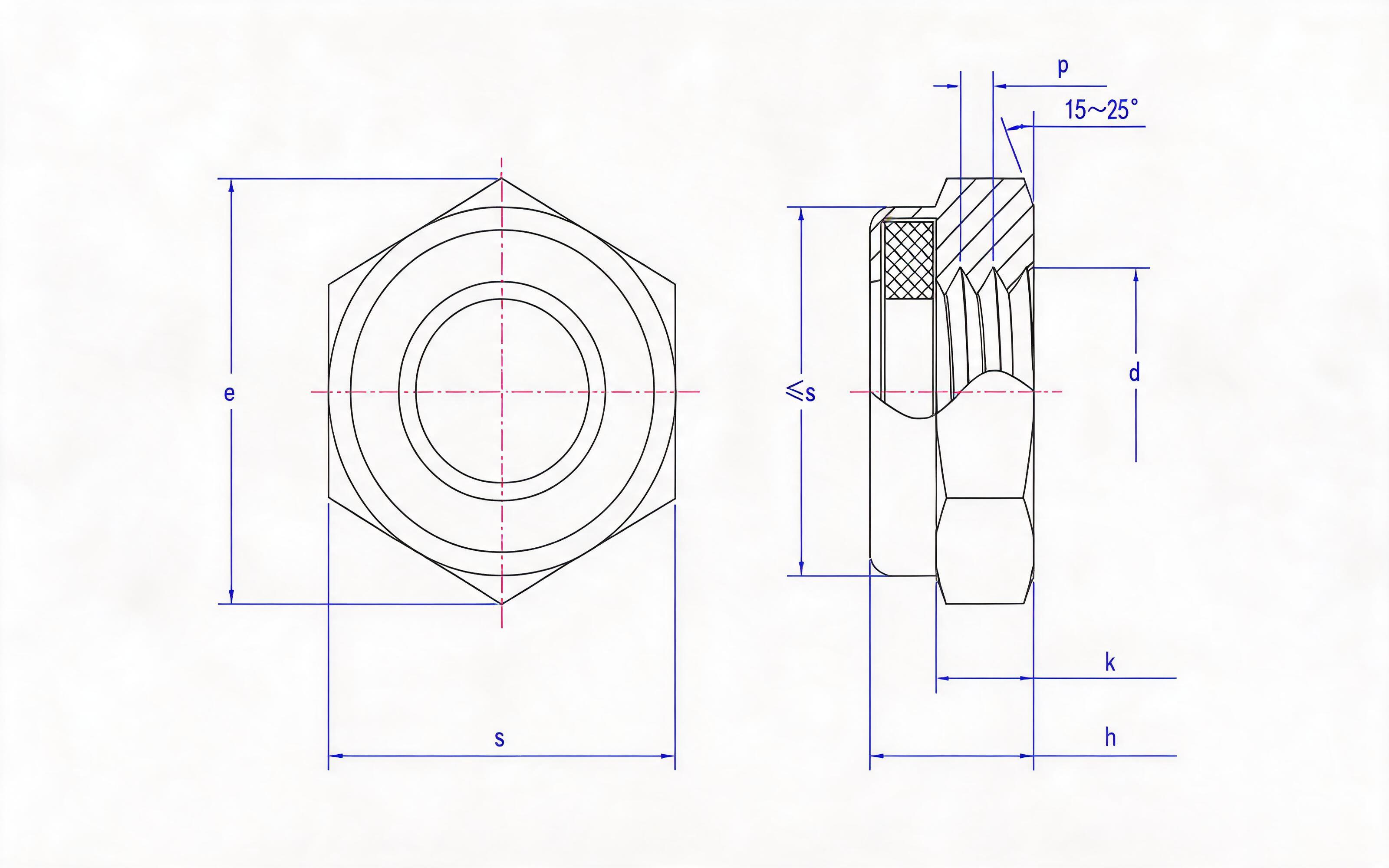 NONMETALLIC INSERT HEXAGON LOCK THIN NUT Standard Drawing