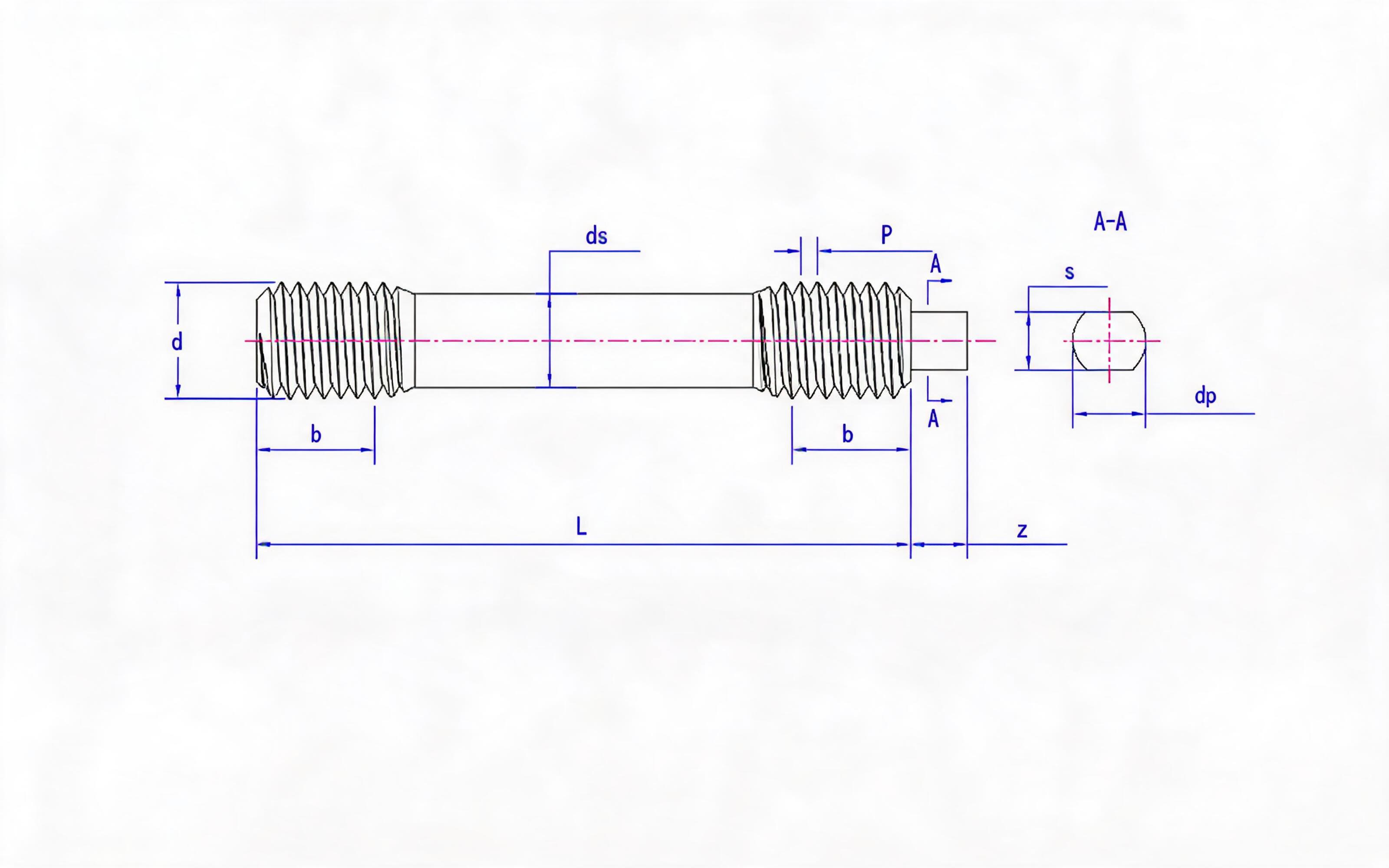 S double-head equal-length thread stud (d ≤ 56mm) Table 1 Standard Drawing