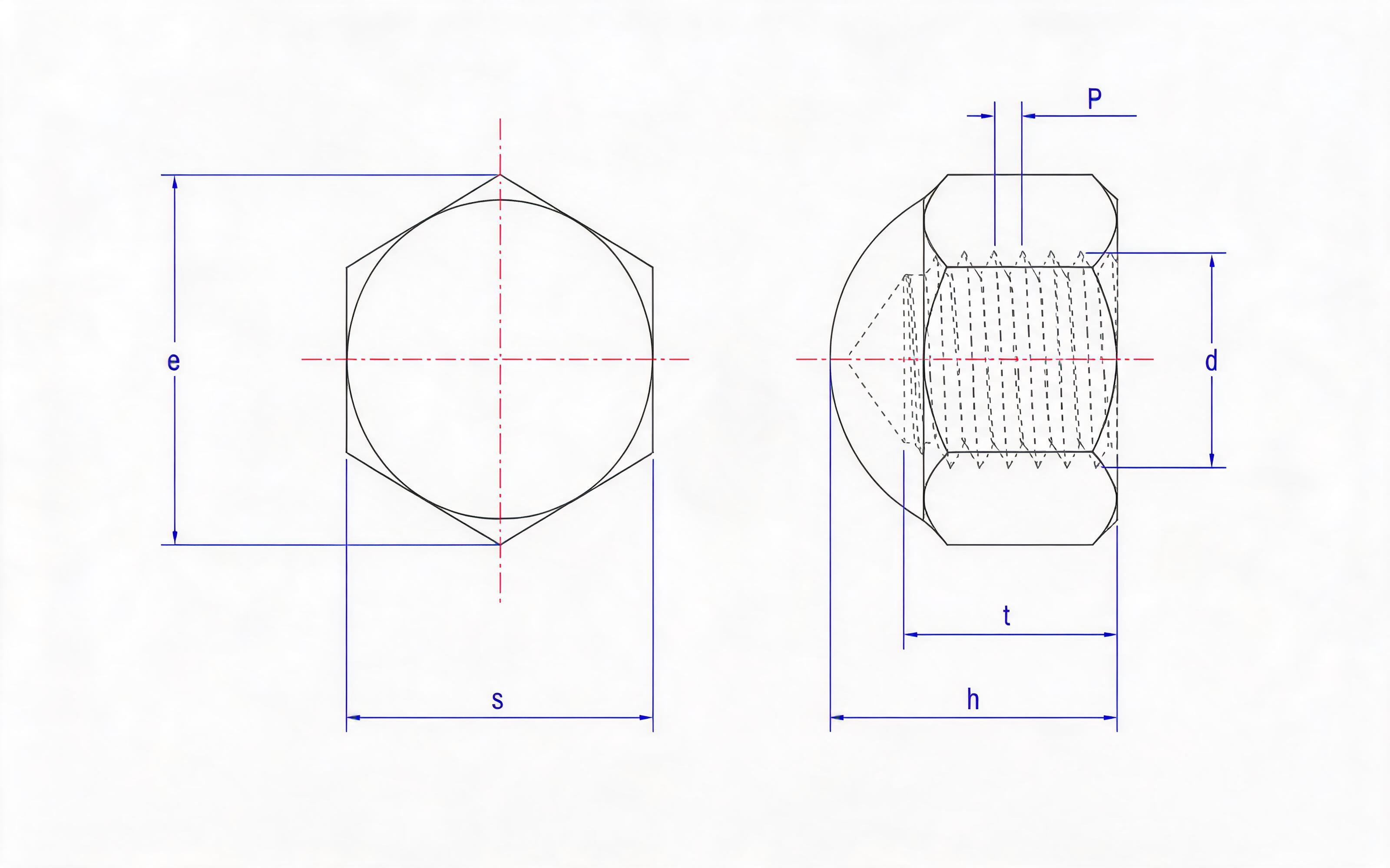 Low-type hexagon cap nut (d ≤ 10mm) Standard Drawing