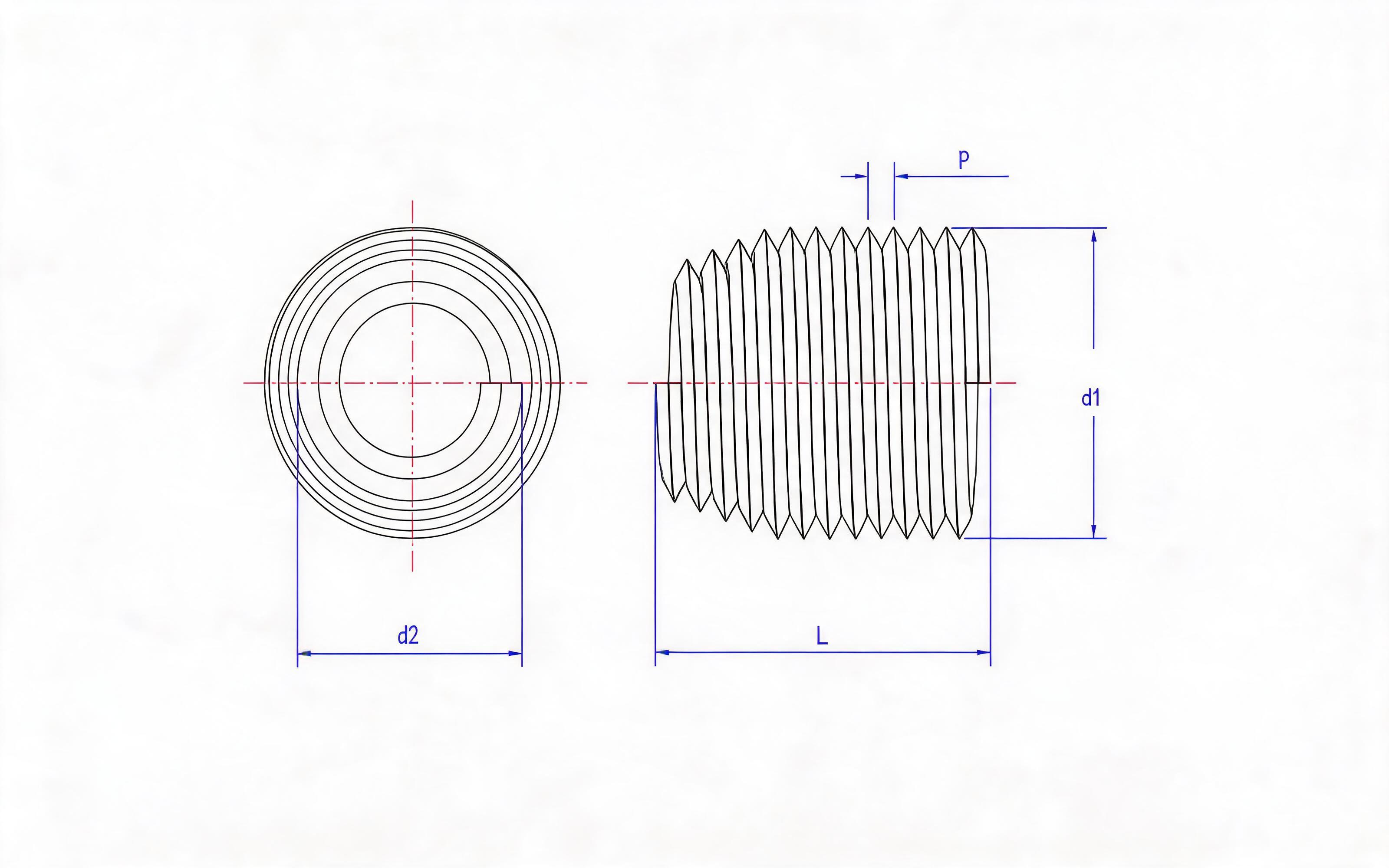 Ordinary steel wire screw sleeve (for blind hole) Standard Drawing