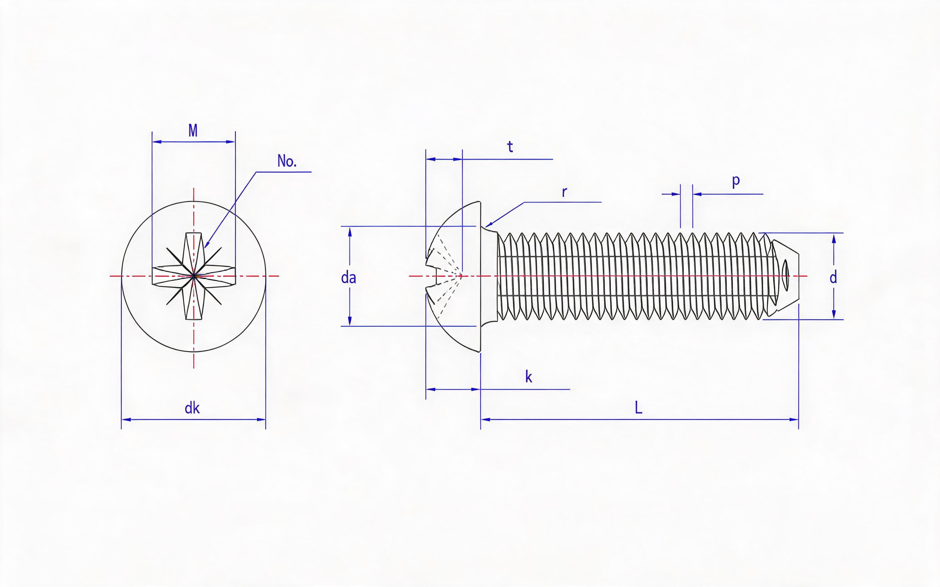 Herringbone groove pan-head triangle lock screw (Z type) Standard Drawing