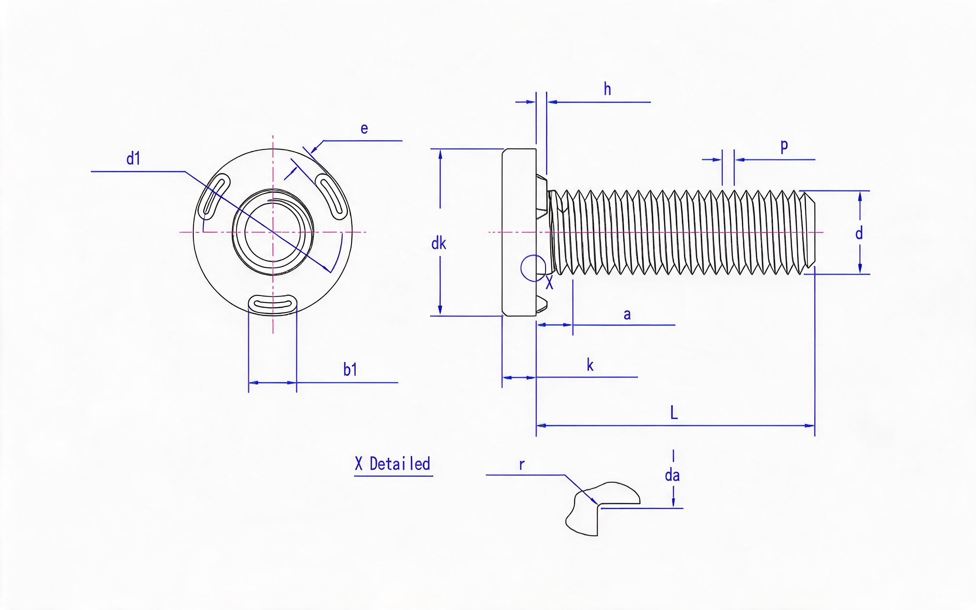 Welding screw Standard Drawing