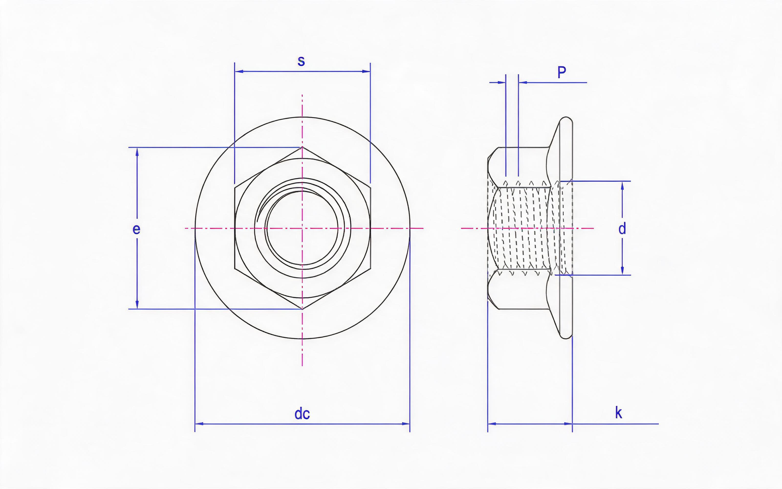 Hexagon flange nut Standard Drawing
