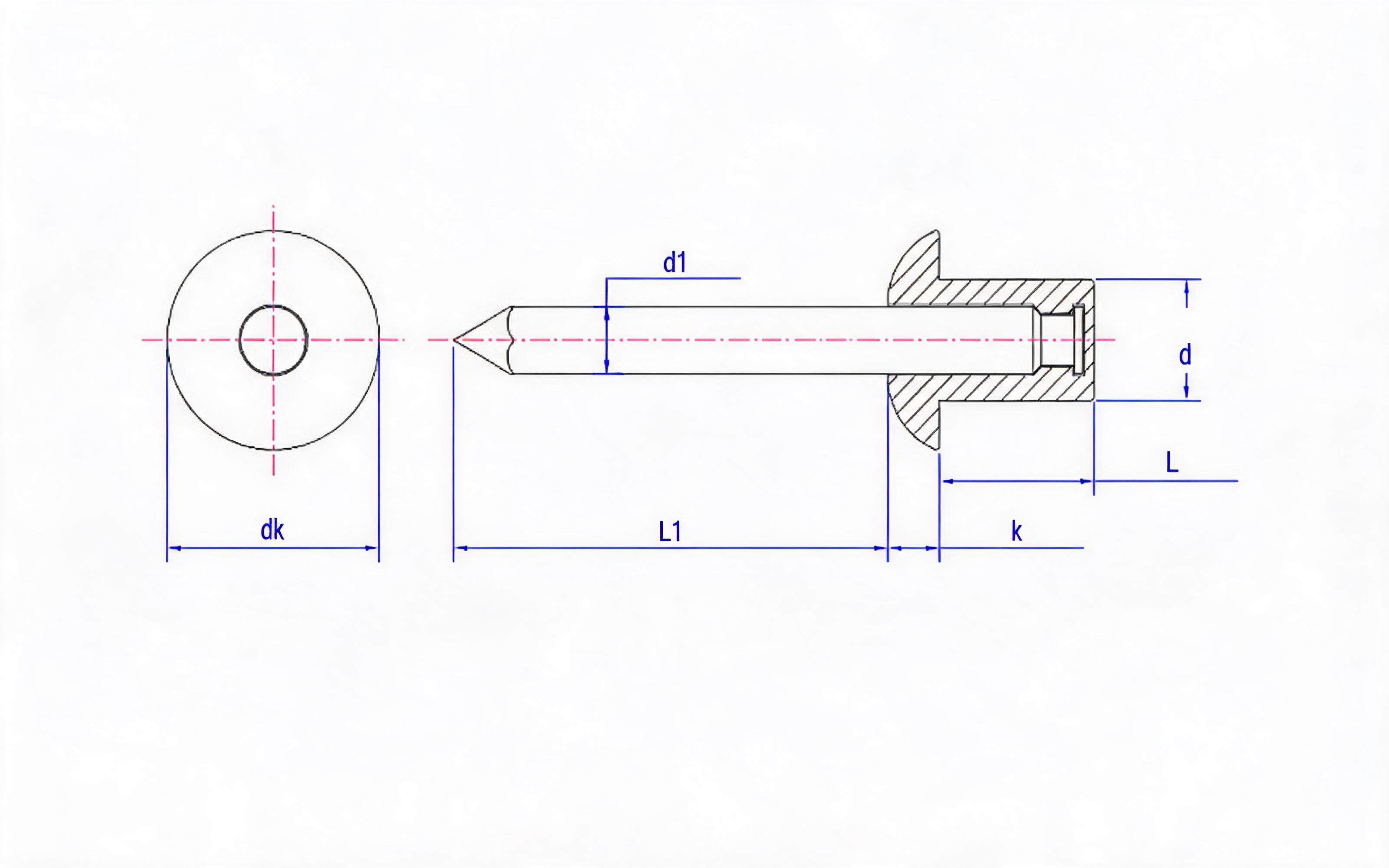 Blind round head pop rivet Standard Drawing