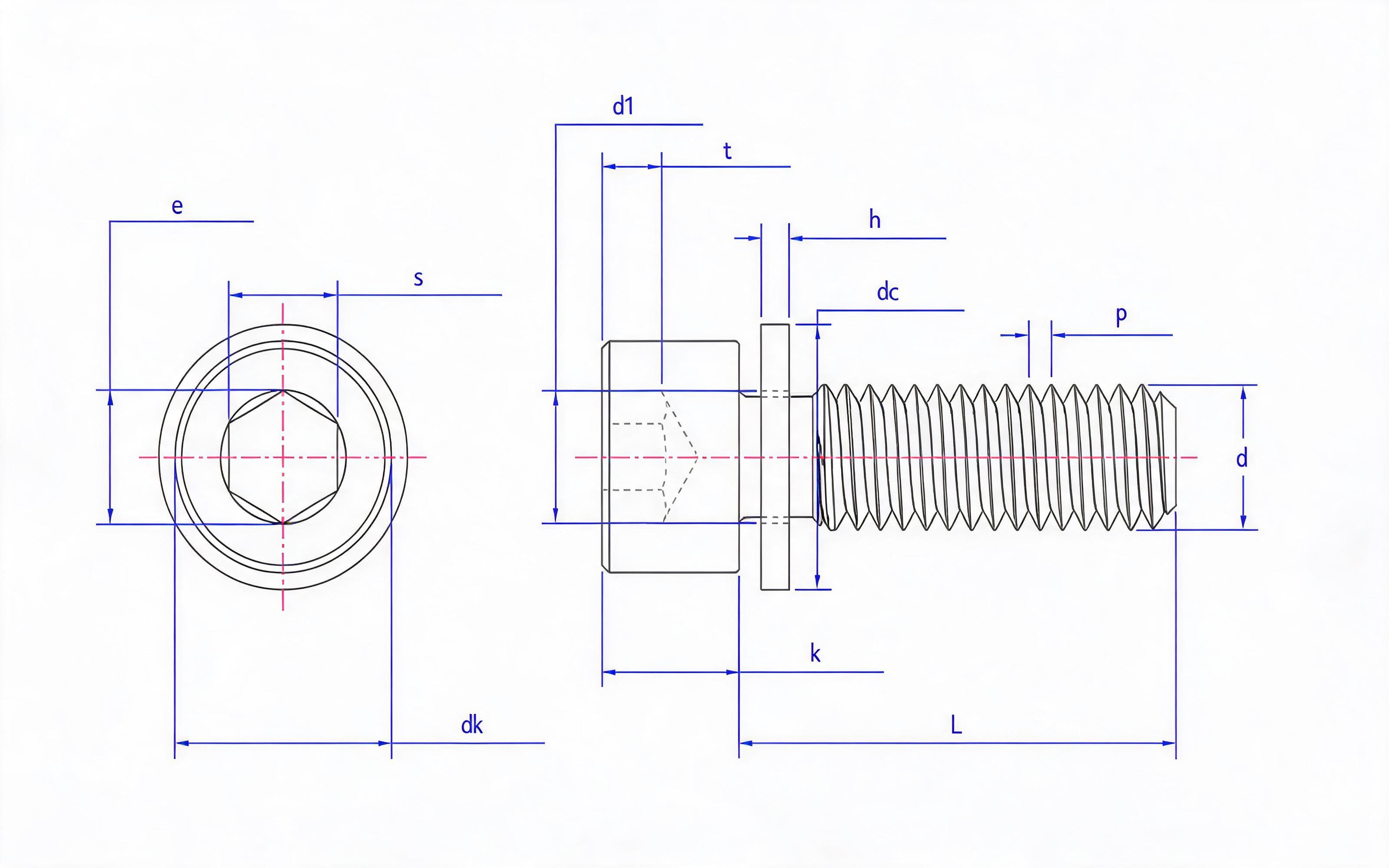Hexagon socket head cap screw and flat washer combination Standard Drawing
