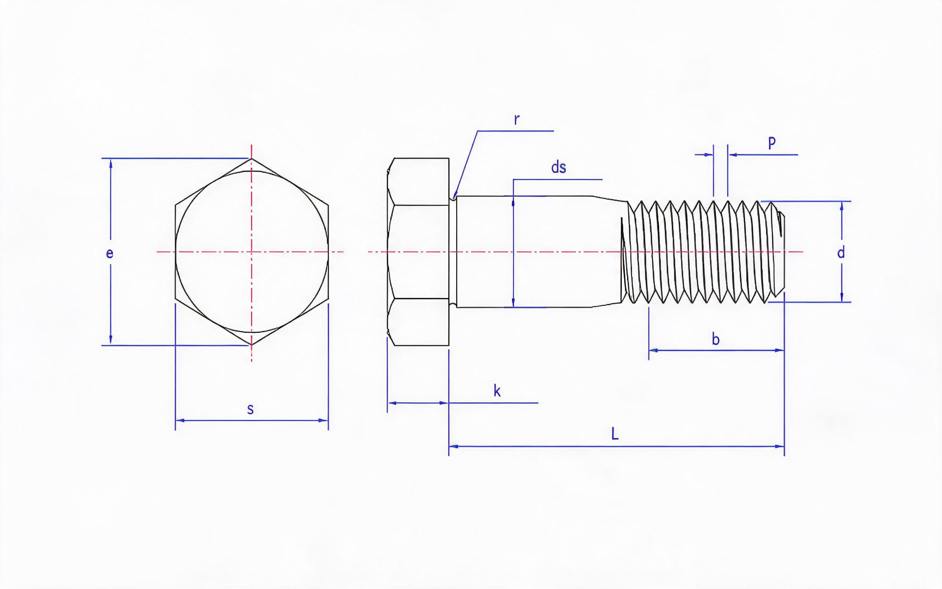 Big hexagon fitting bolt Standard Drawing