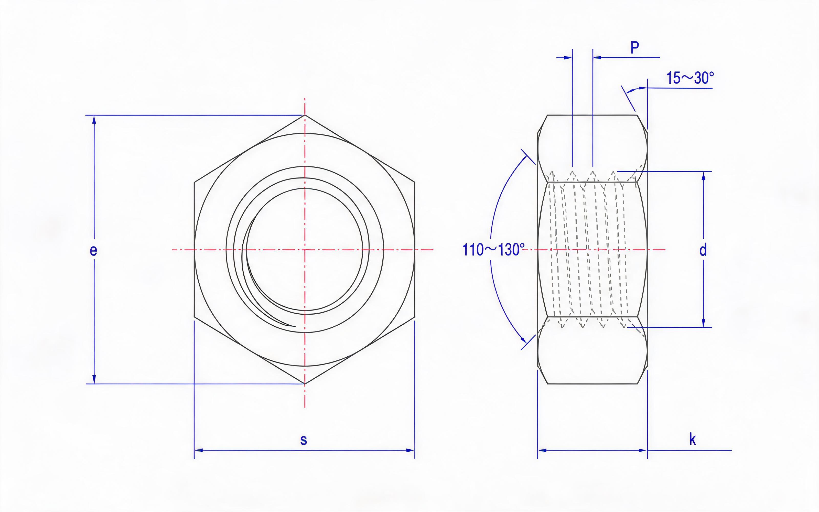 Pre-load high-strength bolt structural connection fittings-Part 3 HR large hexagon nut Standard Drawing