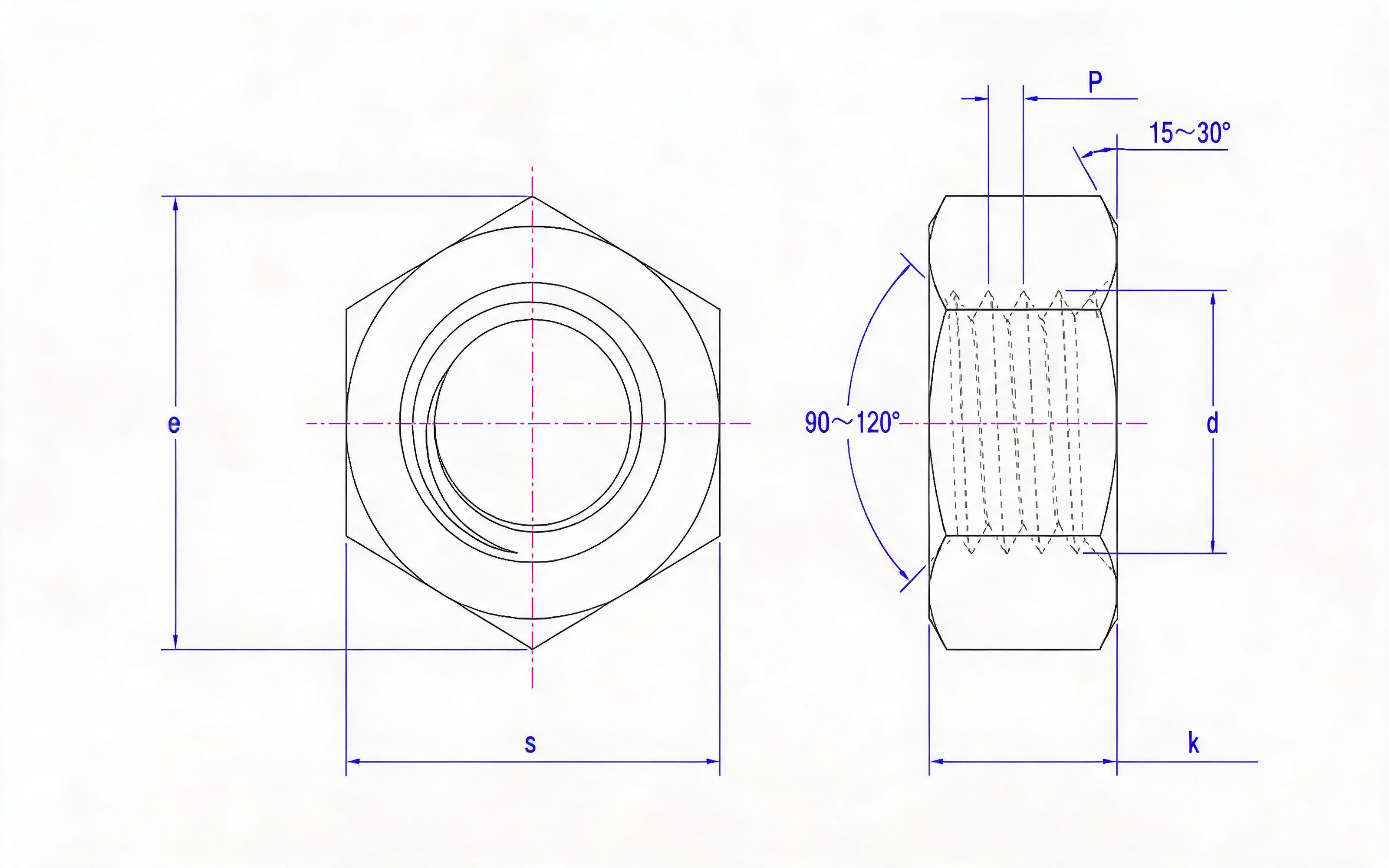 Hexagon nut for precision machinery Standard Drawing