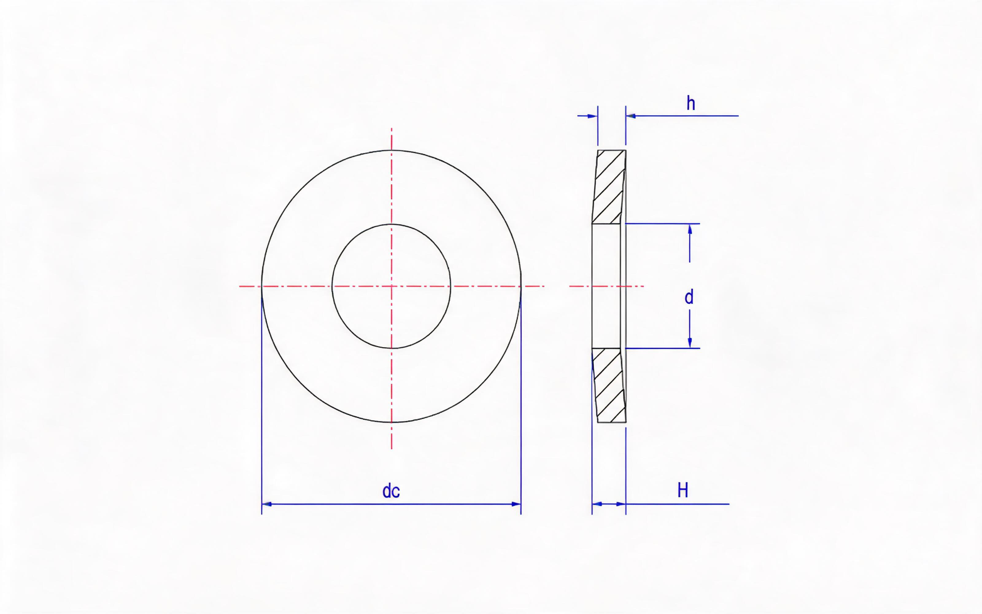 Belleville spring washer (h<1.25mm, d H12) Table A.1 Standard Drawing