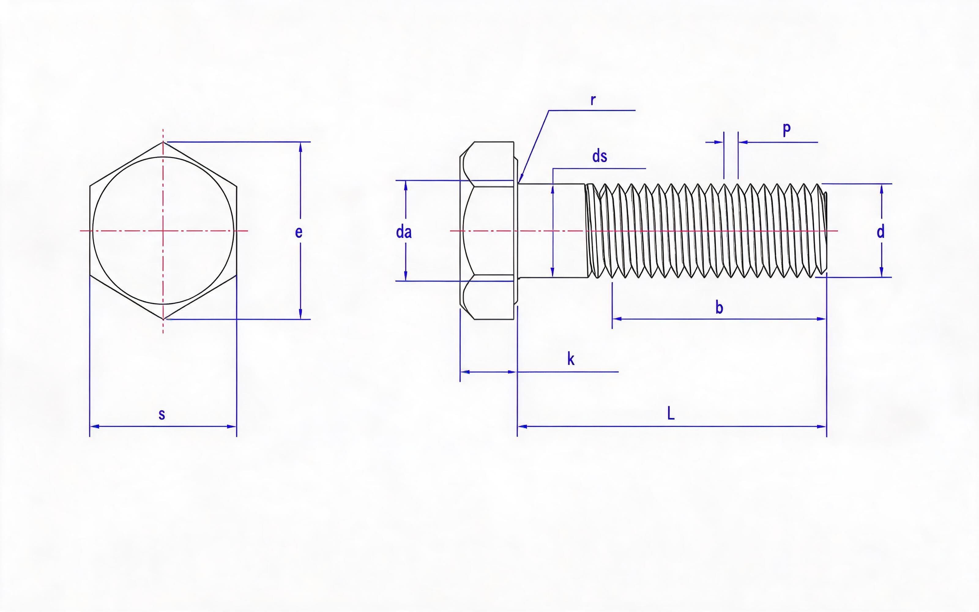 Hexagon head bolt Standard Drawing