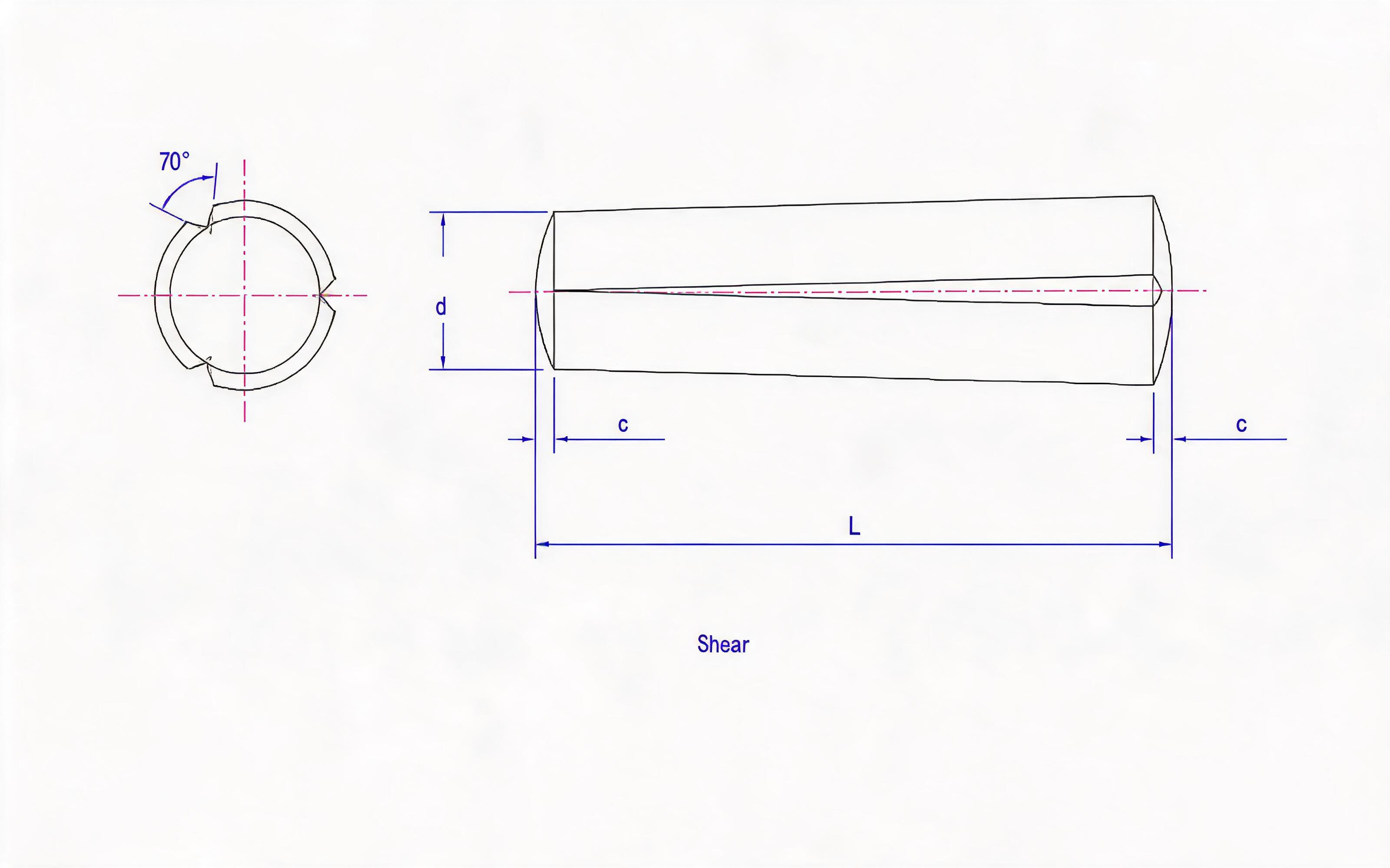 Full length taper groove of groove pin Standard Drawing