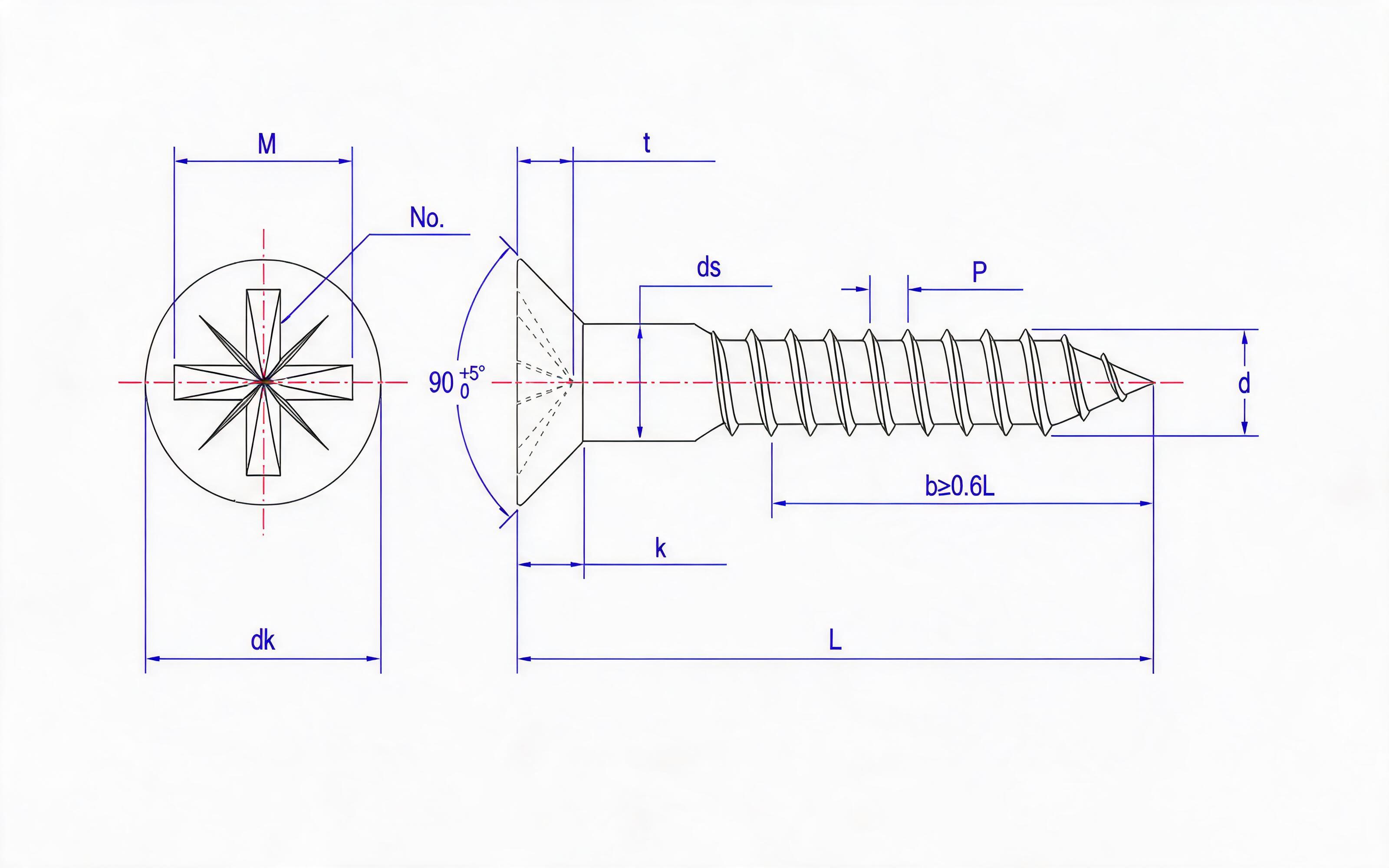 COUNTERSUNK HEAD WOOD SCREW (TYPE Z) Standard Drawing
