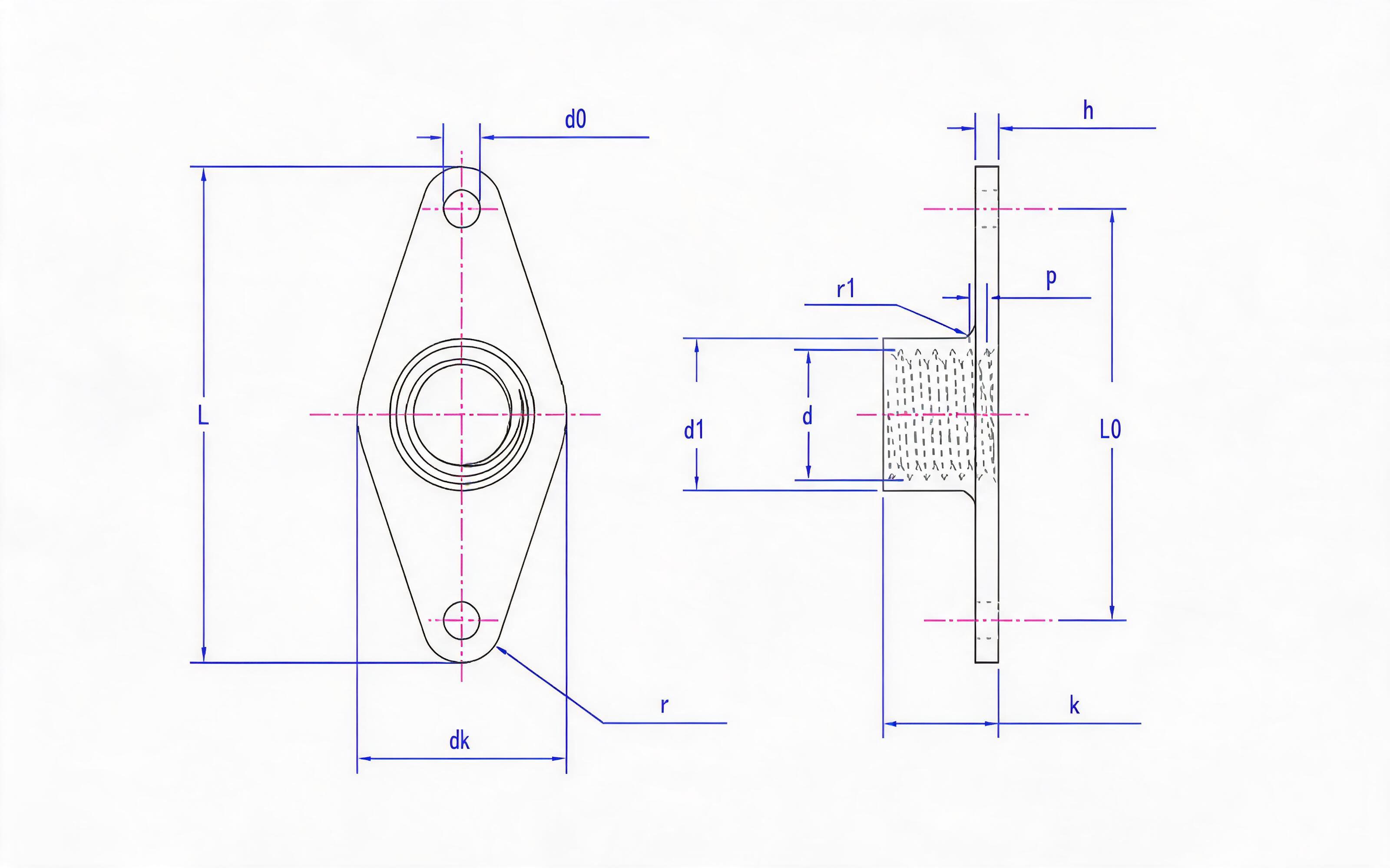 Type A double lug bracket self-locking nut Standard Drawing