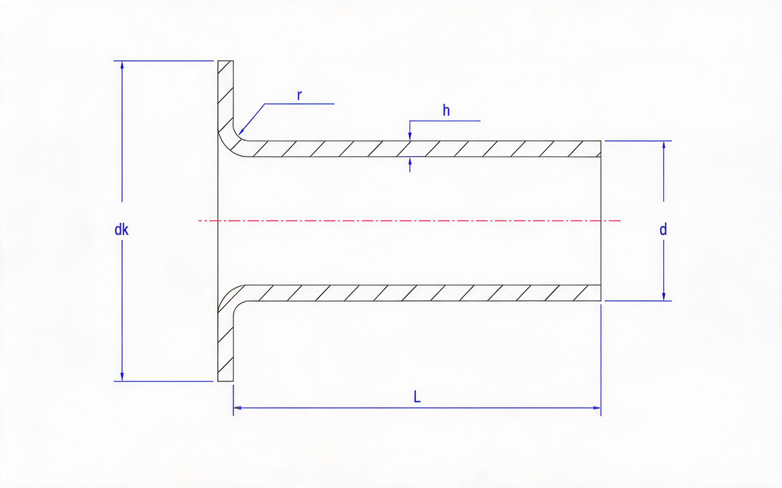 Type A flat-head blind rivet (0.3mm wall thickness) Standard Drawing