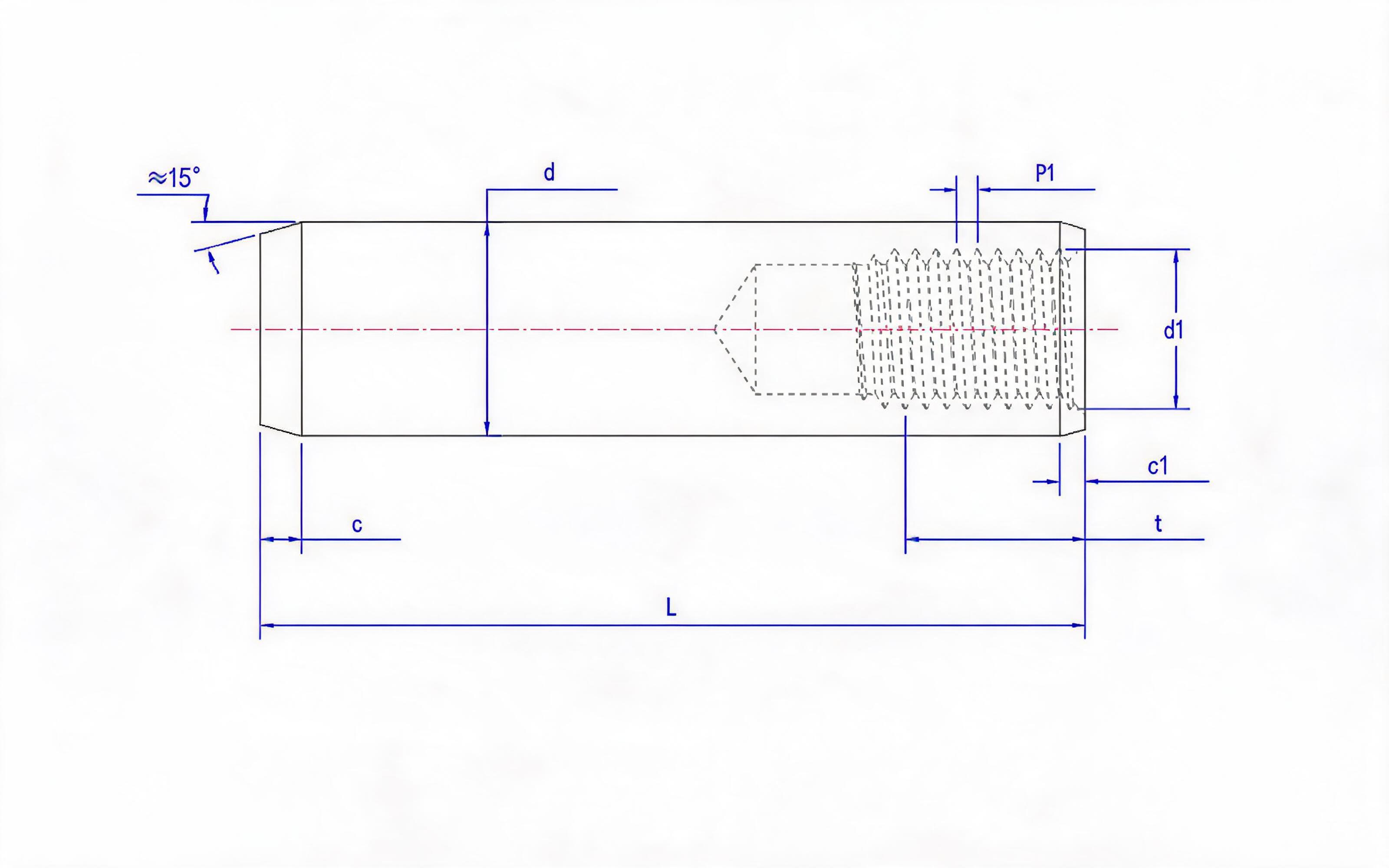 Hardened steel and martensitic stainless steel female cylindrical pin (Type B) Standard Drawing