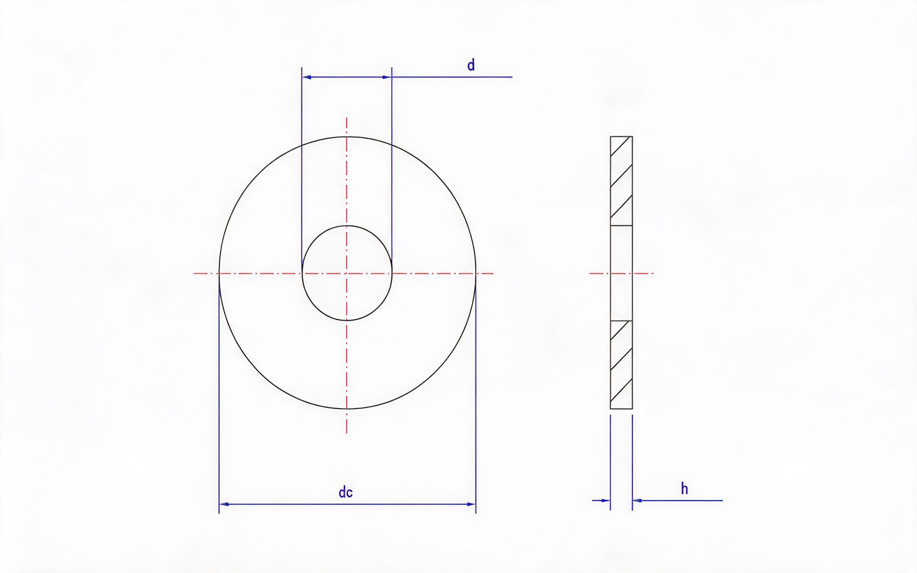 Large flat gasket for combination is used for self-tapping screw and washer assembly (L type) Standard Drawing