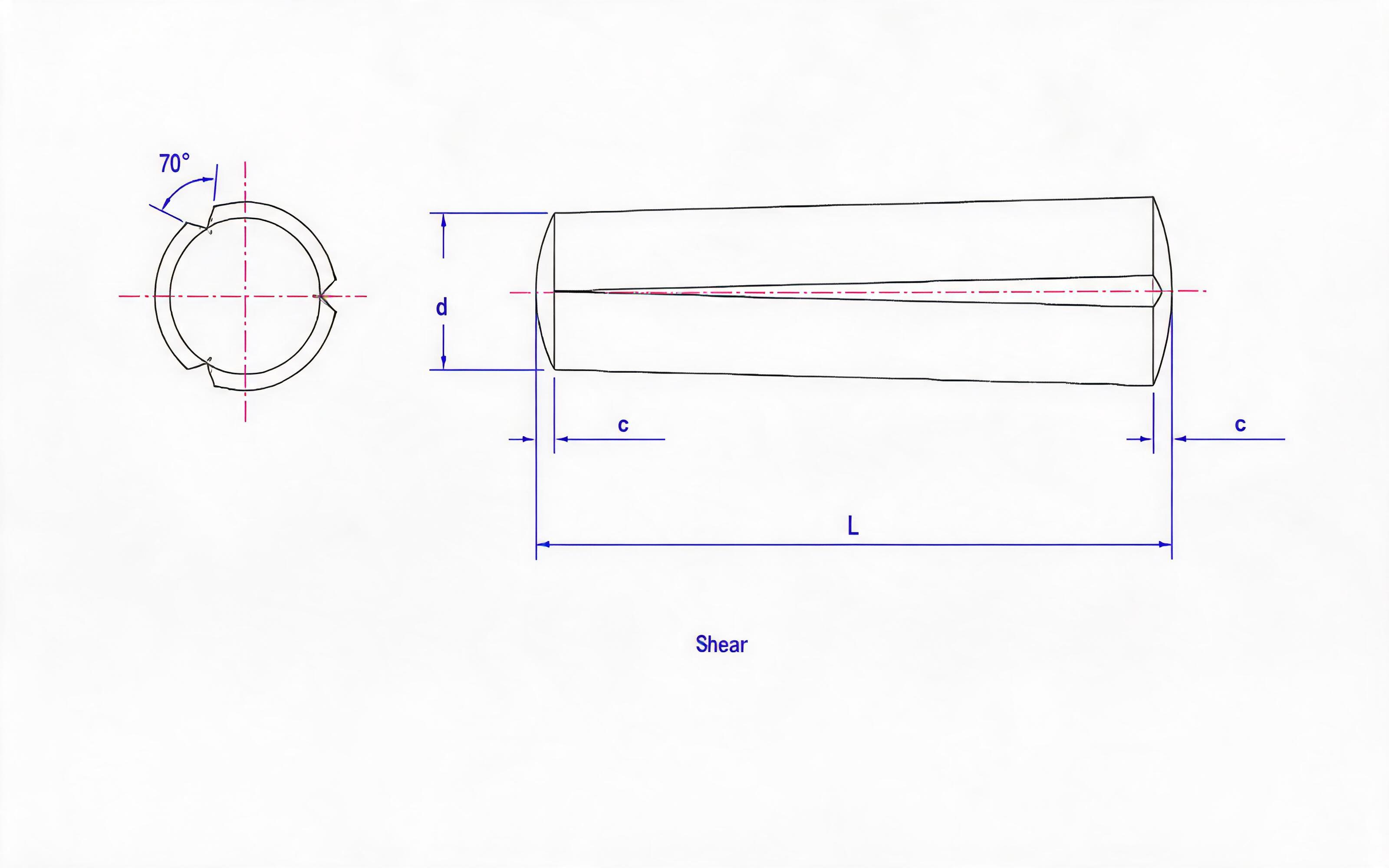 Full length taper groove of groove pin Standard Drawing