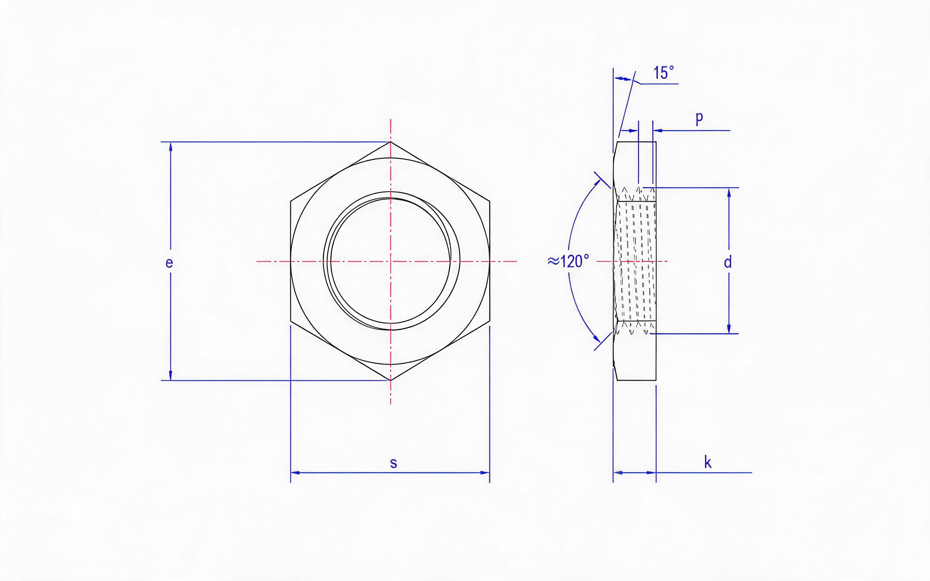 Small hexagon nut Standard Drawing
