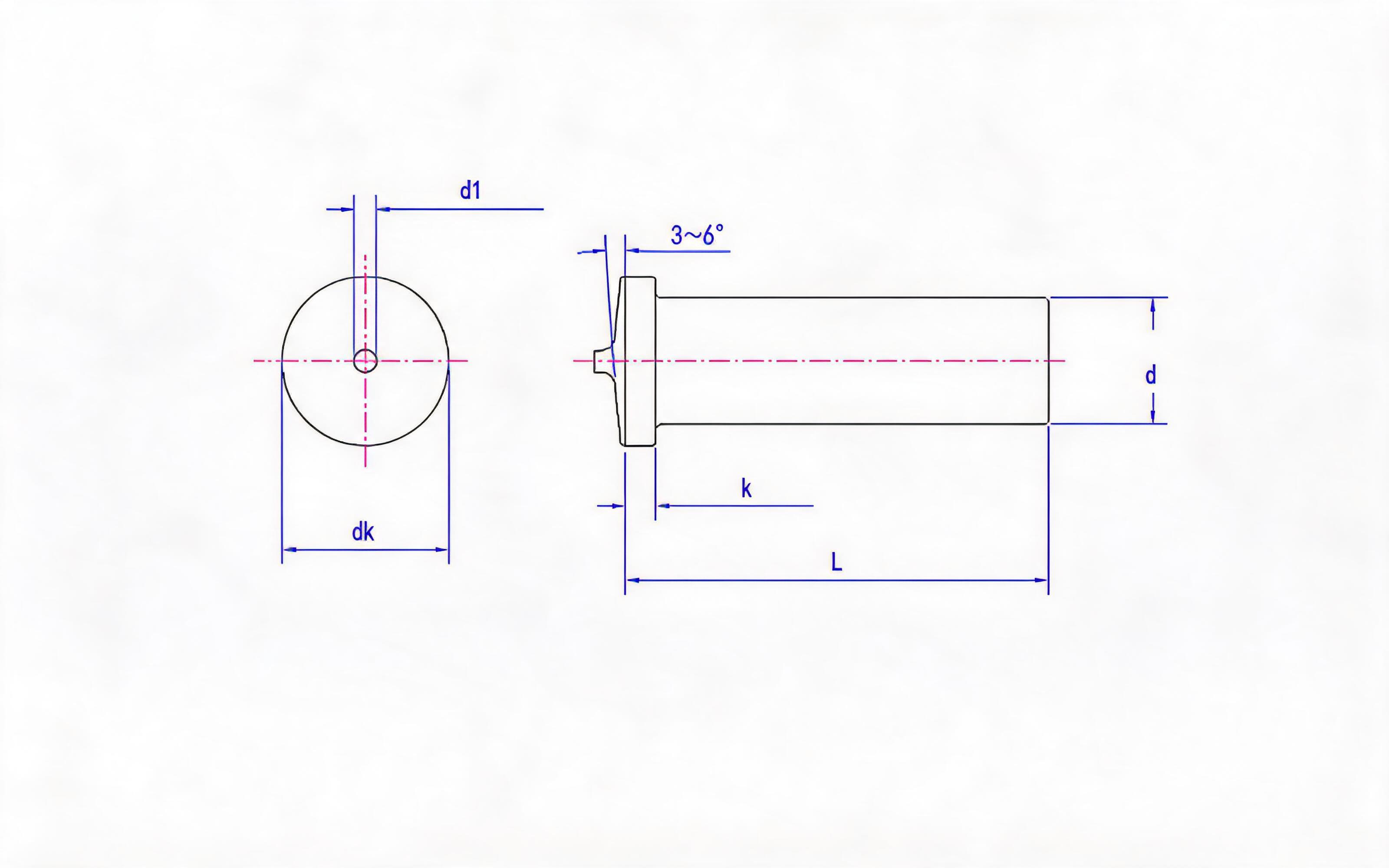 Headless weld stud Standard Drawing
