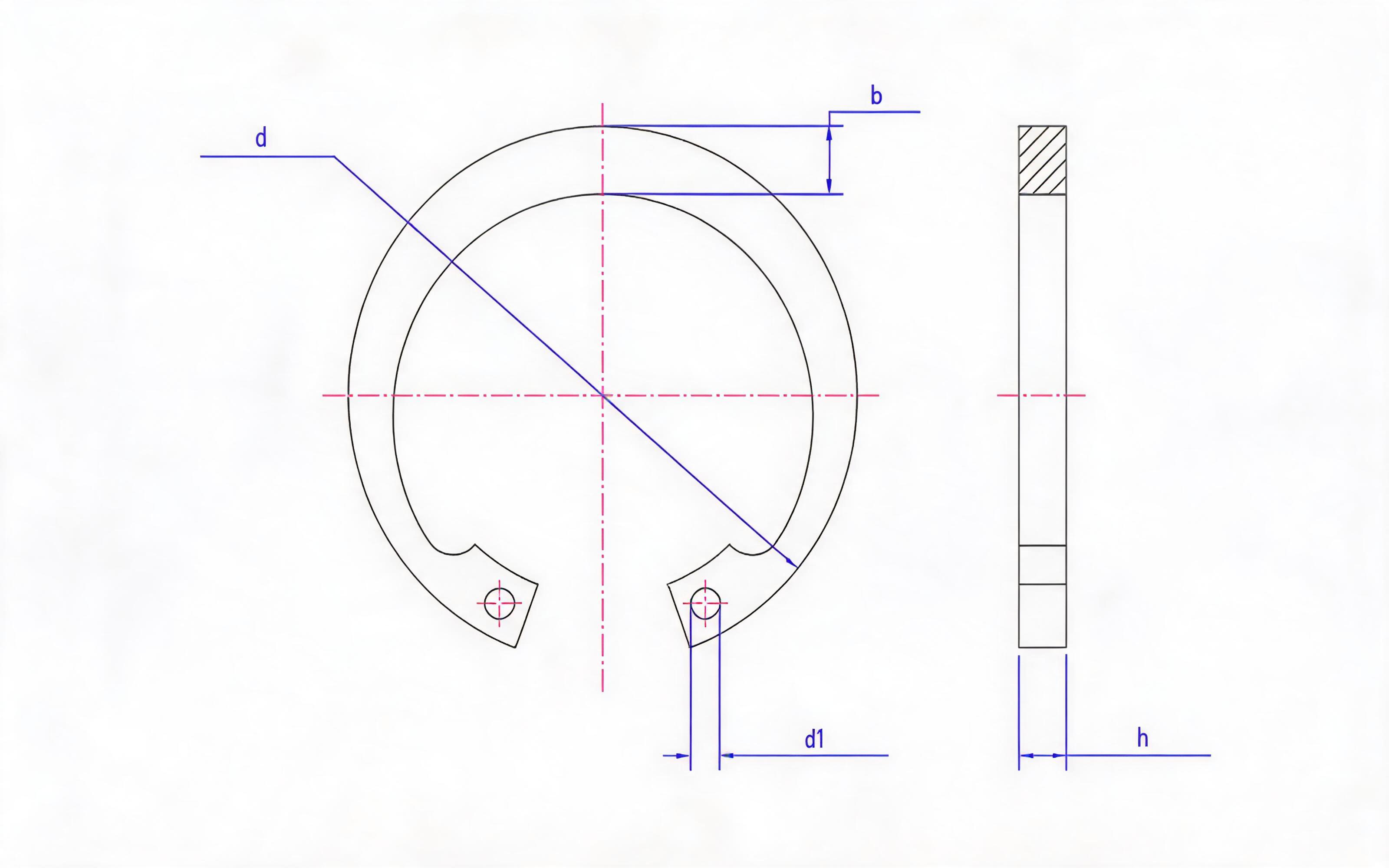 B-type circlip for hole Standard Drawing