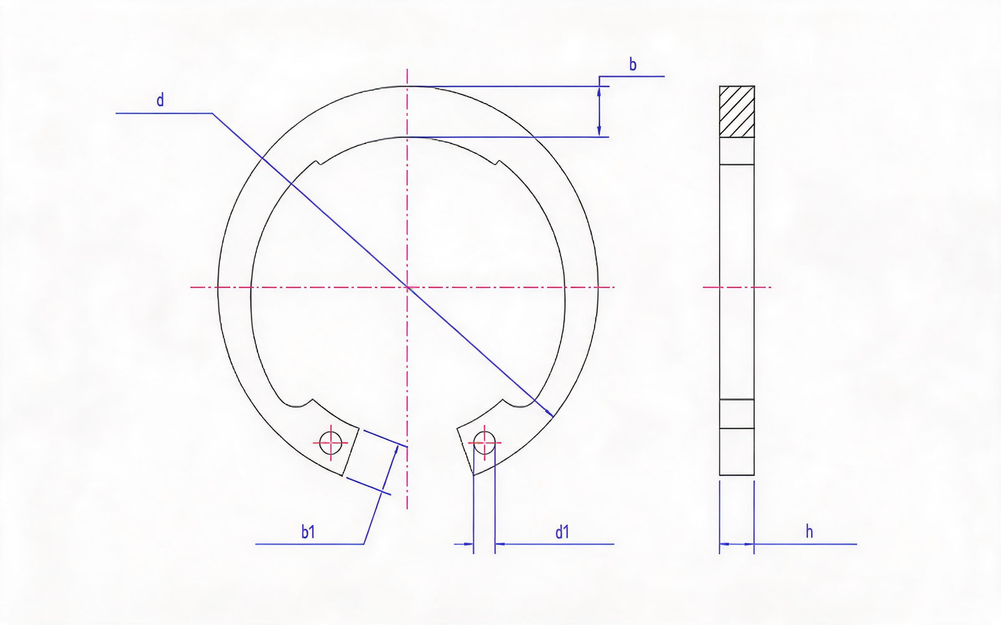 Clamp spring for ordinary hole (Fig. 2, d ≥ 25mm) Standard Drawing