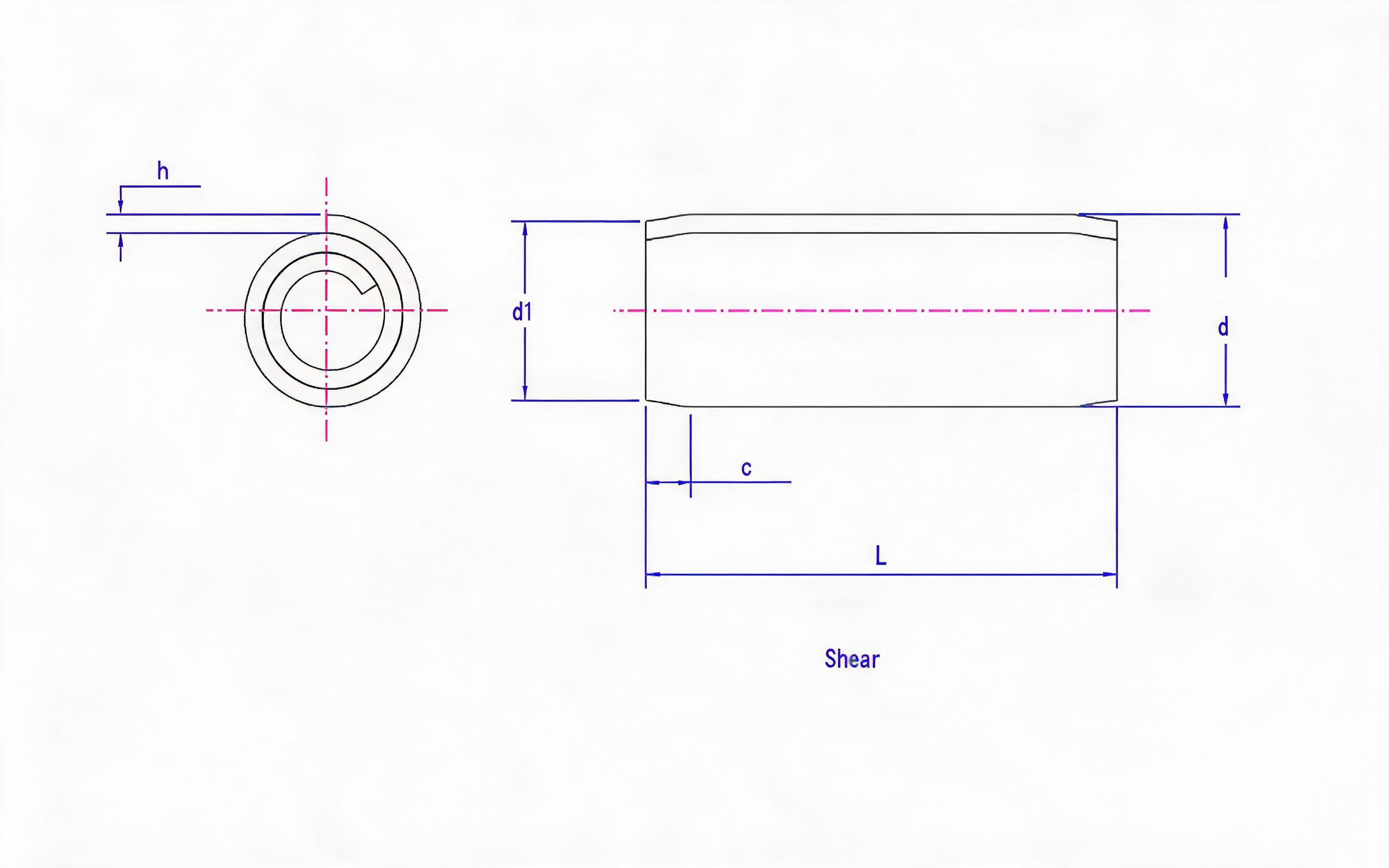 Standard rolled elastic cylindrical pin (austenitic stainless steel) Standard Drawing