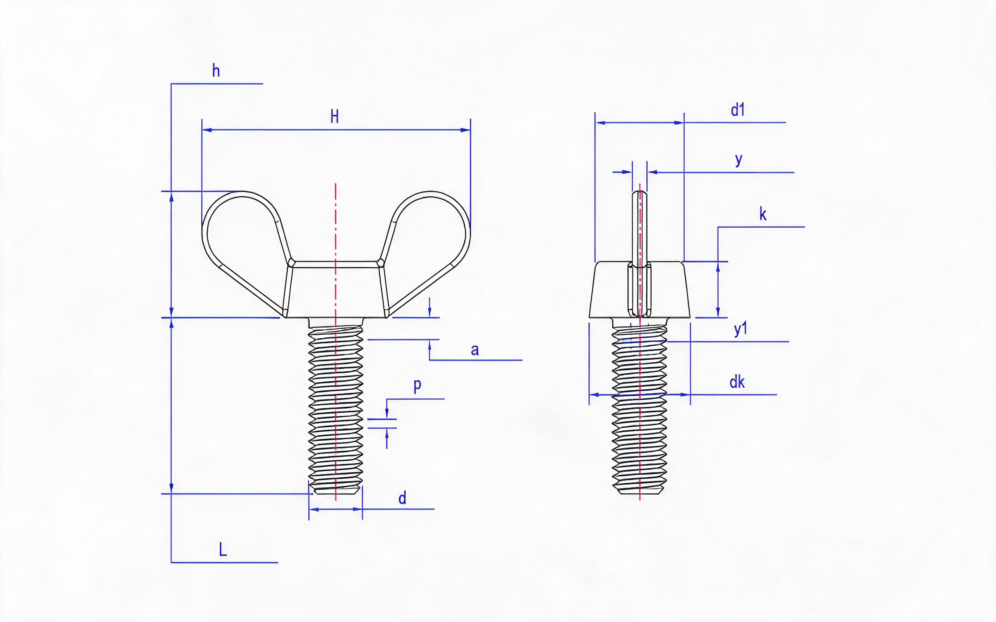 Thumb screw (thumb screw) Standard Drawing