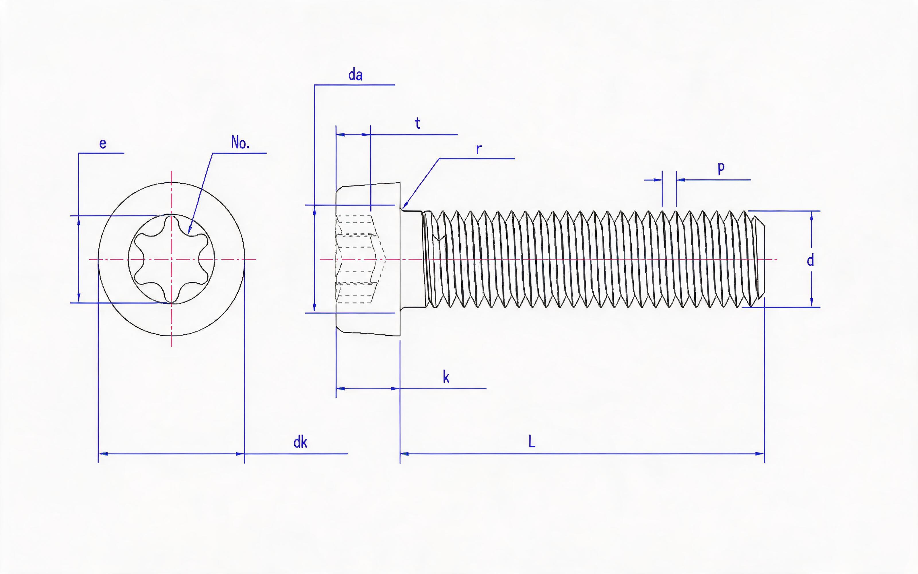 Hexagon socket cheese head screw Standard Drawing