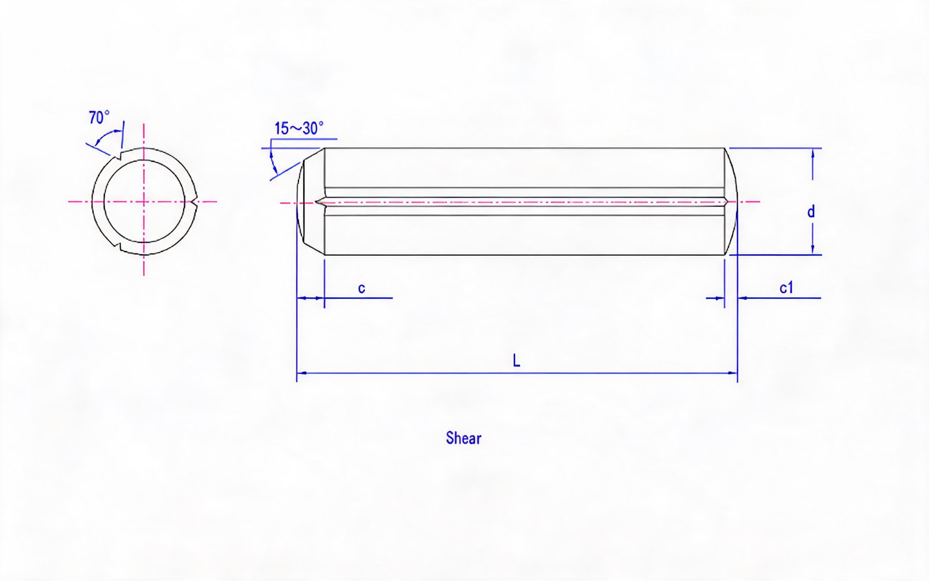 GROOVE PIN FULL LENGTH PARALLEL CHAMFER SLOTS Standard Drawing
