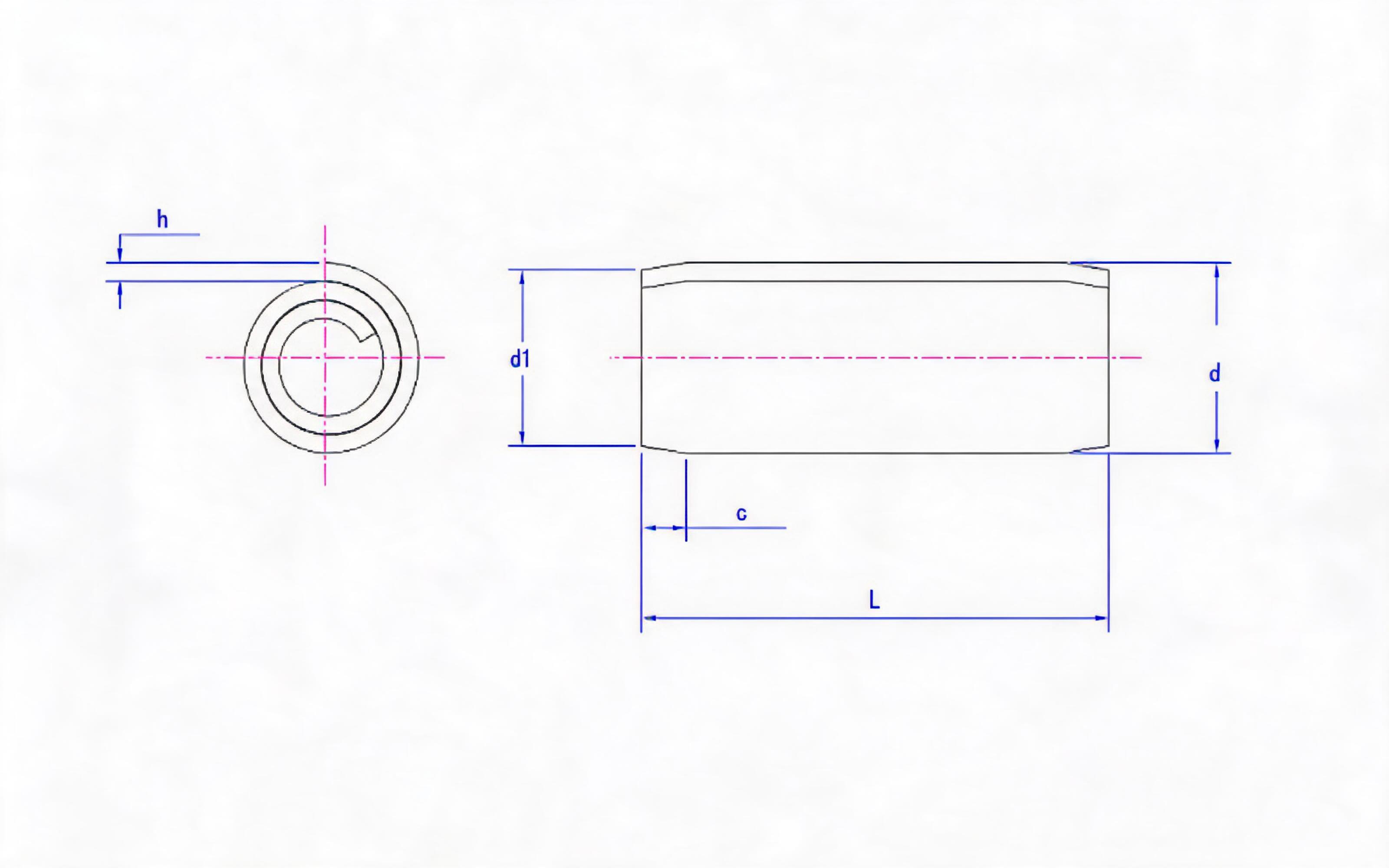ROLLED ELASTOMERIC CYLINDRICAL PIN - STANDARD TYPE Standard Drawing