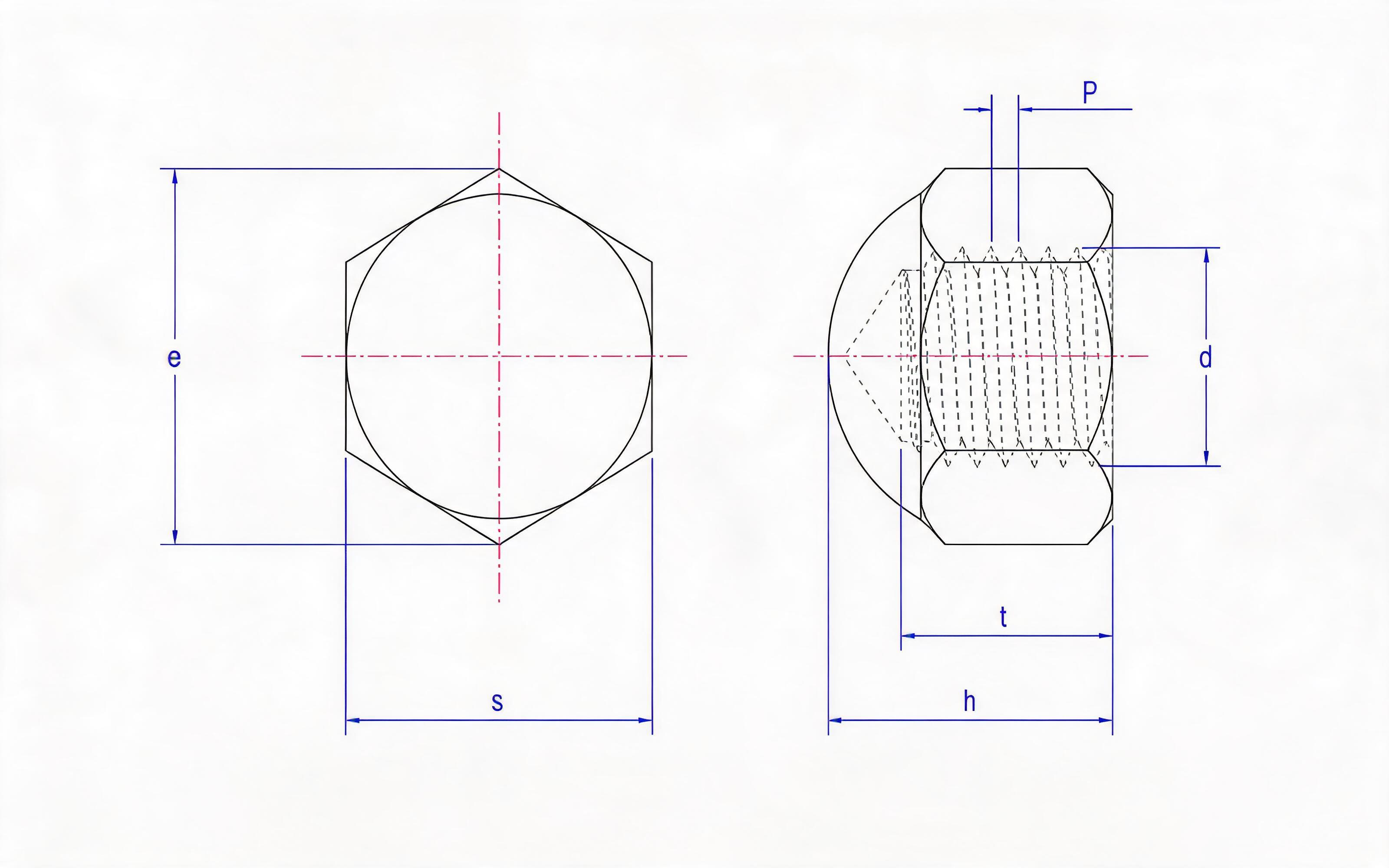 Low-type hexagon cap nut (d ≤ 10mm) Standard Drawing