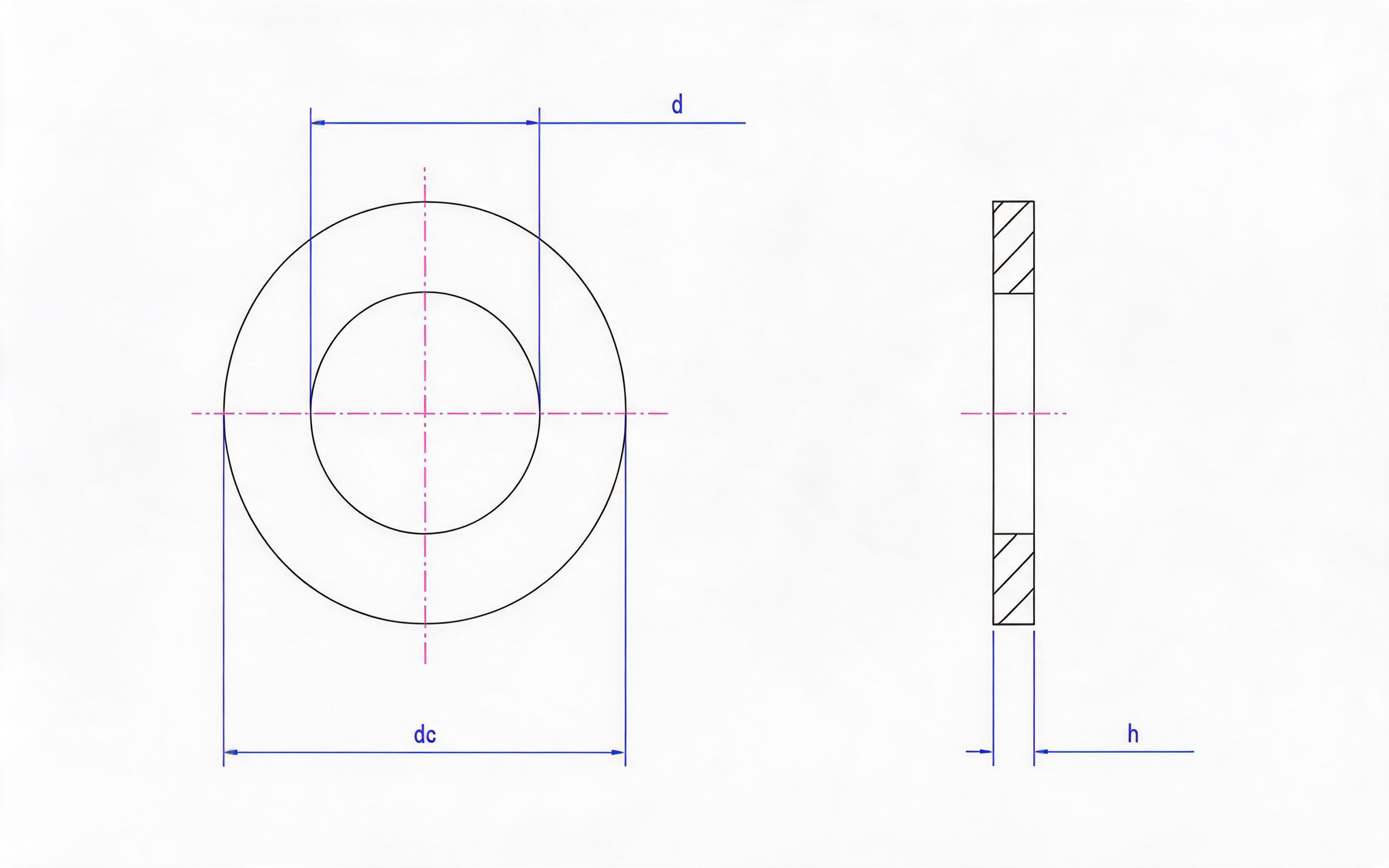 Small flat washer Standard Drawing