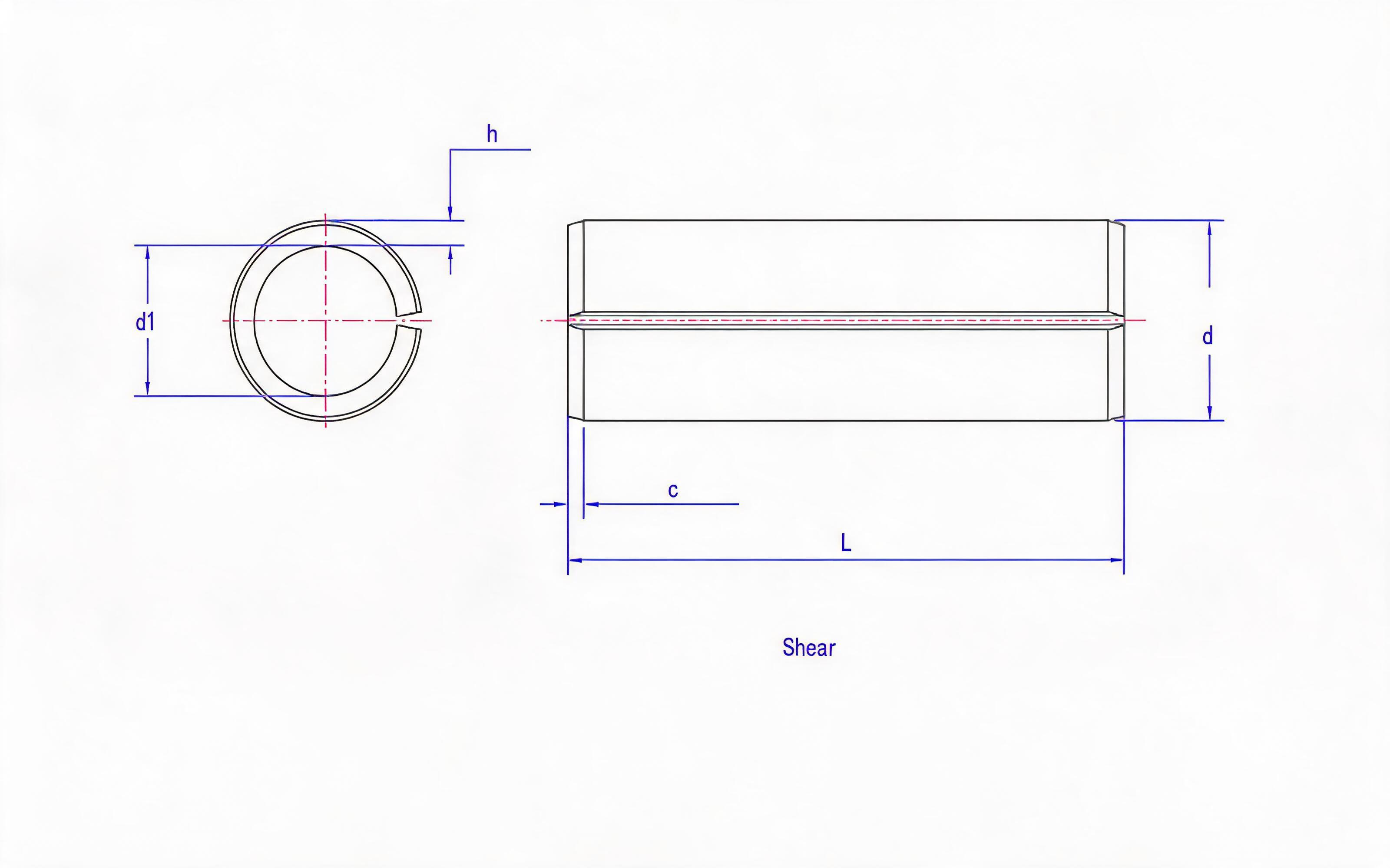 Heavy Slotted Elastic Cylindrical Pin Standard Drawing