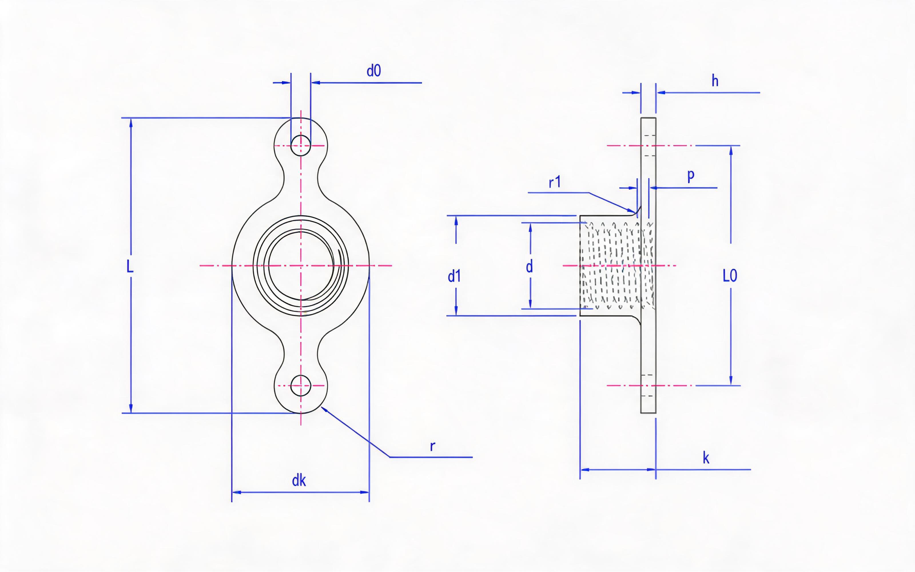 Type B double lug bracket self-locking nut Standard Drawing