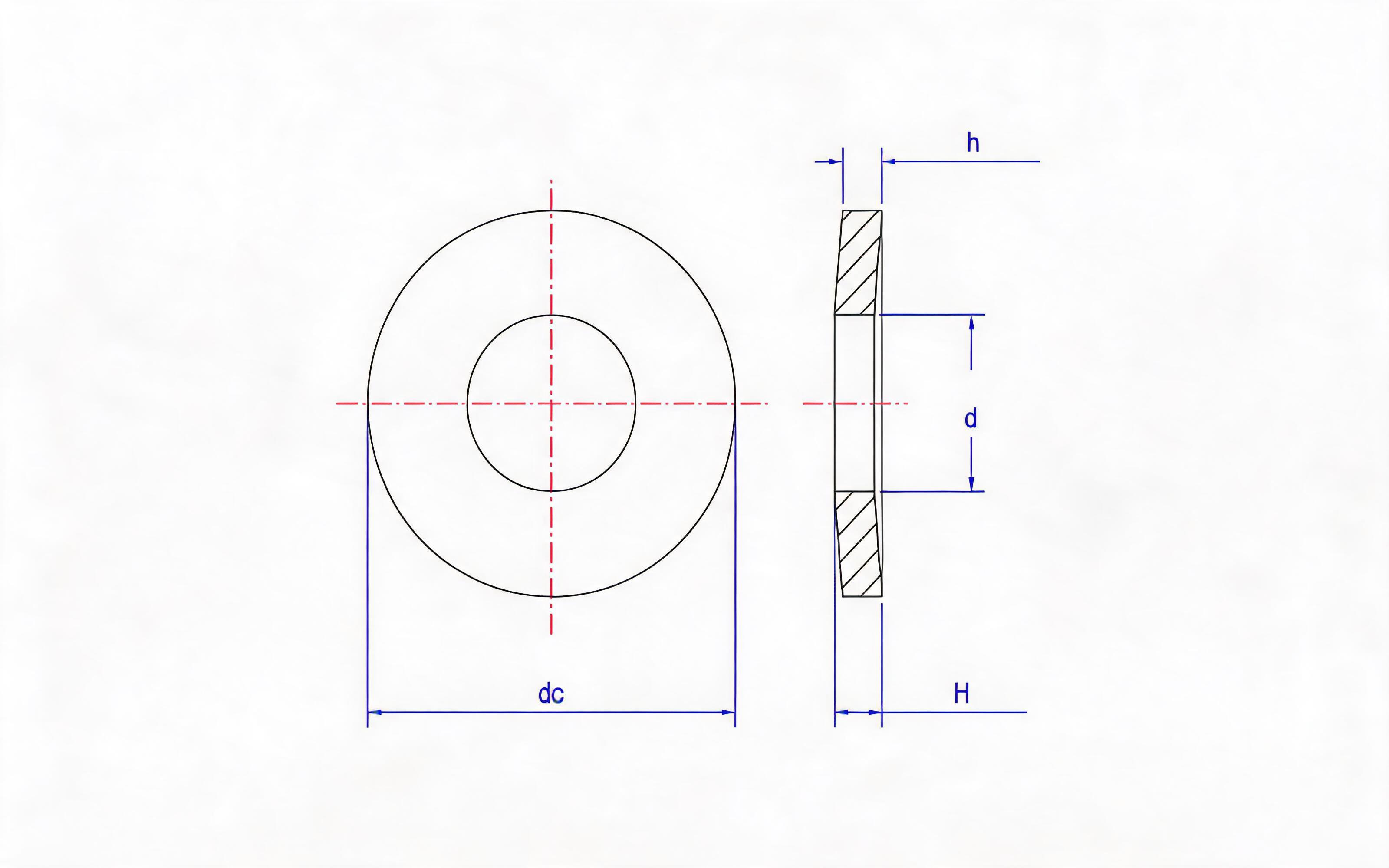 Belleville spring washer (h<1.25 mm, d H13) Table 5 Standard Drawing