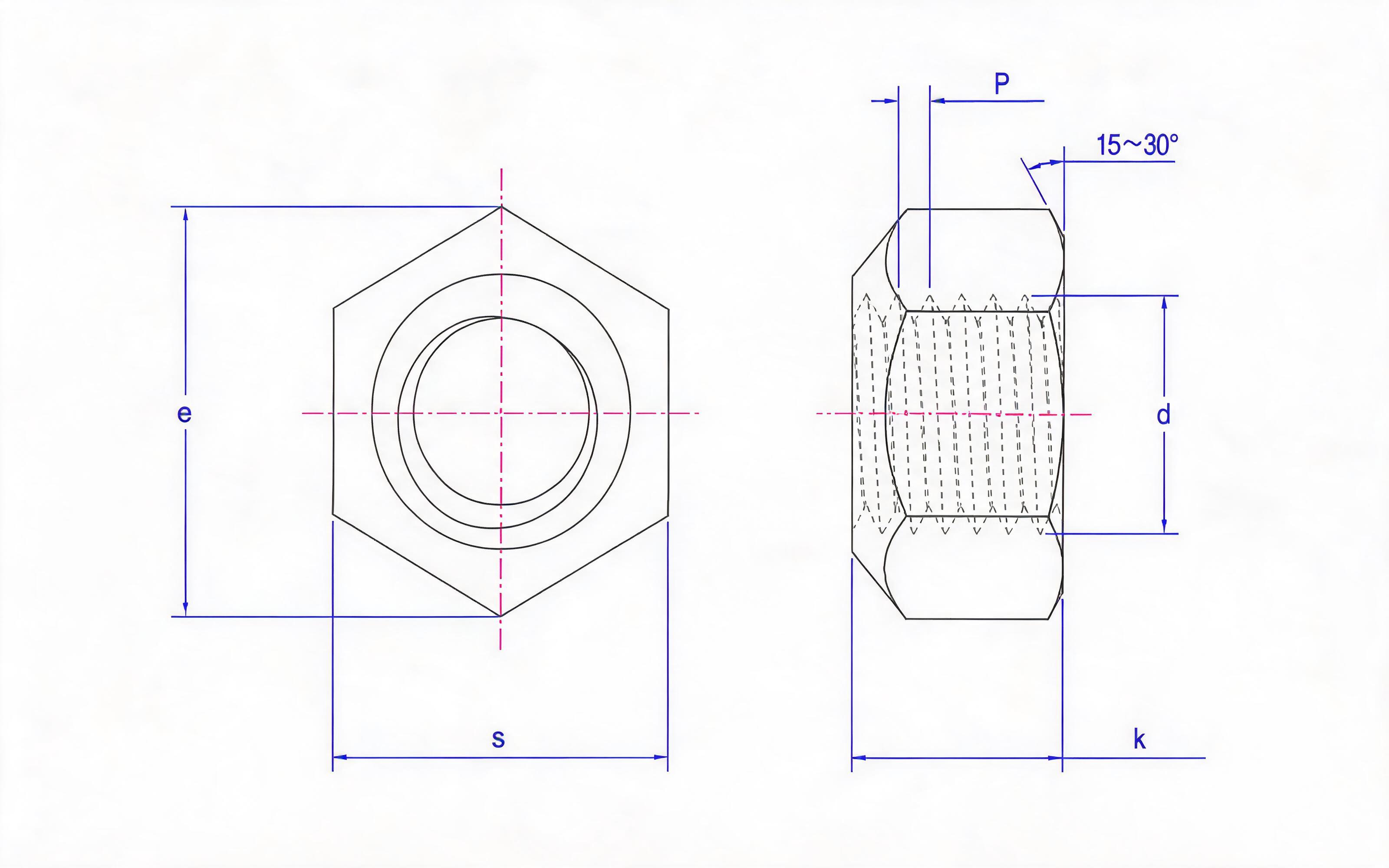All-metal lock nut (V type) Standard Drawing