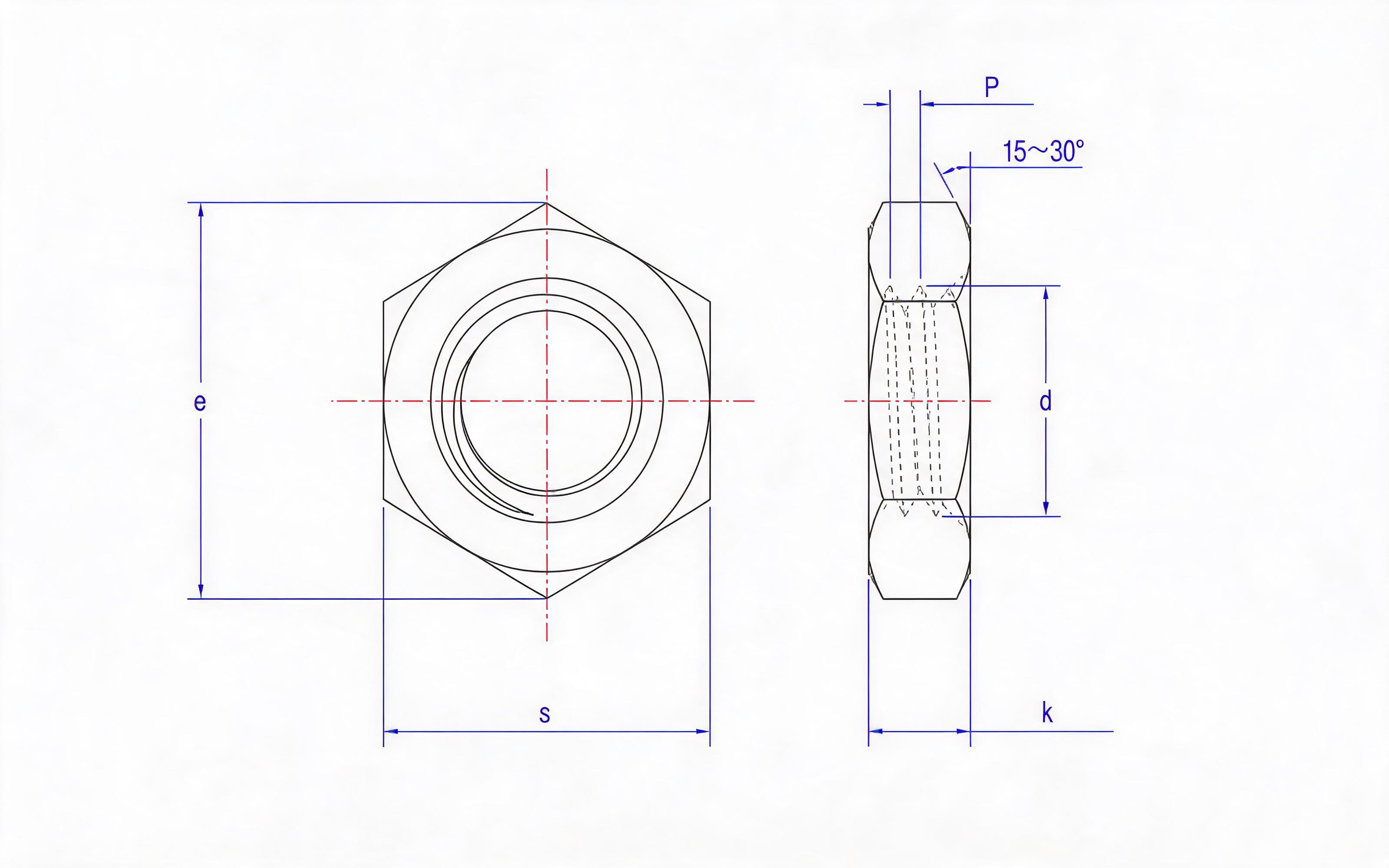 Hexagon thin nut Standard Drawing