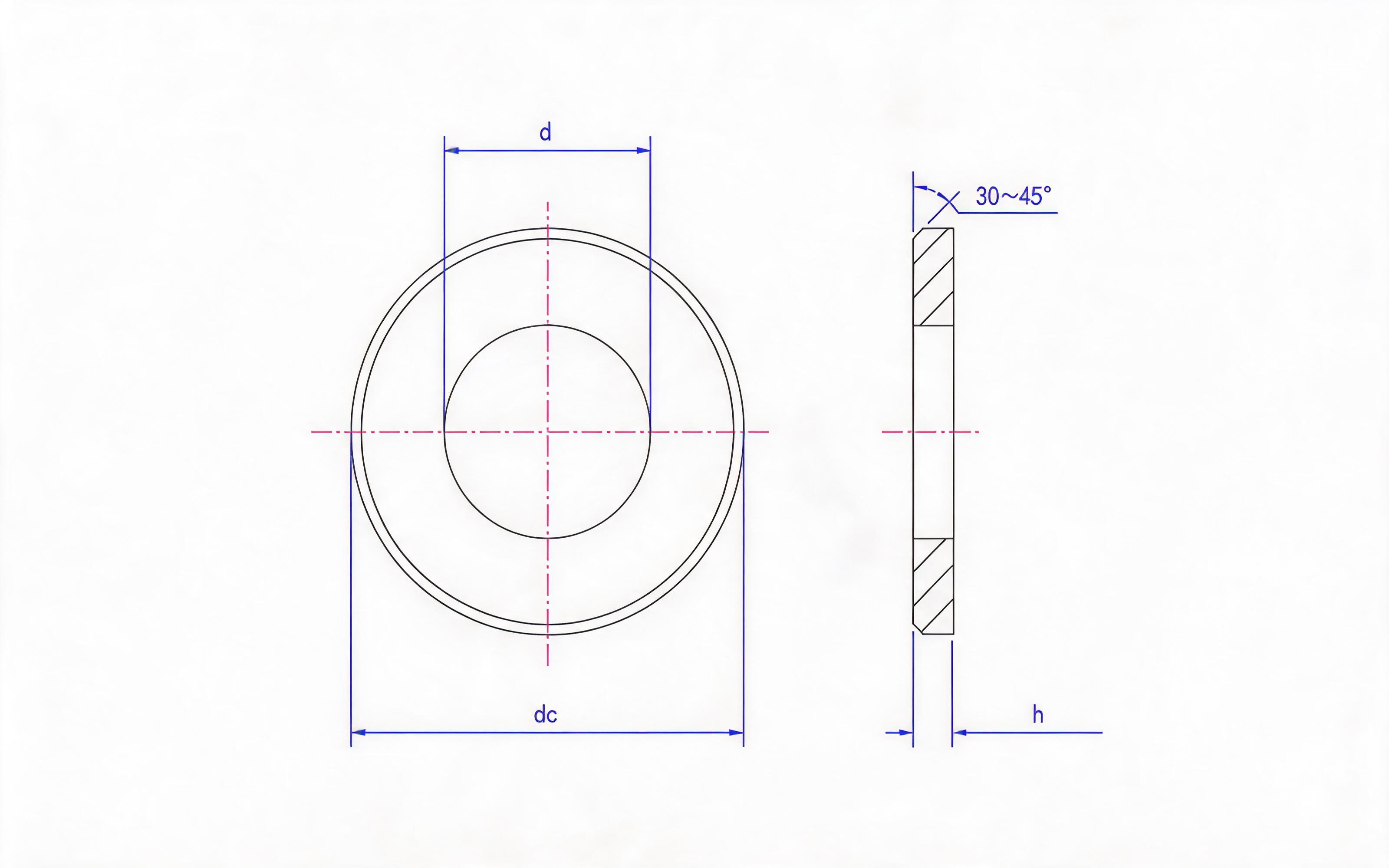 Chamfered flat washer Standard Drawing