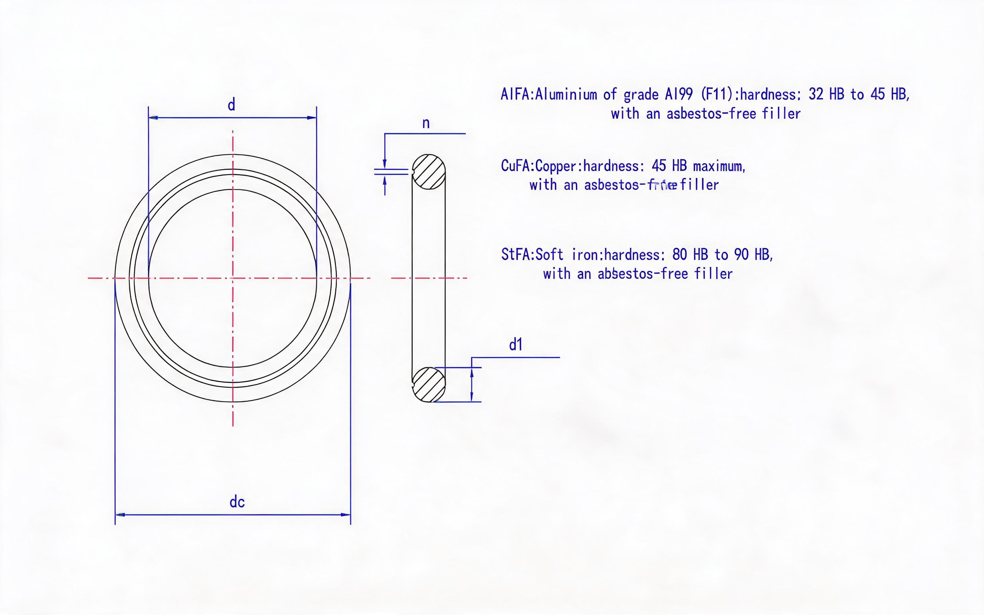 Type C Large Seal Washer (AIFA CuFA StFA) Standard Drawing