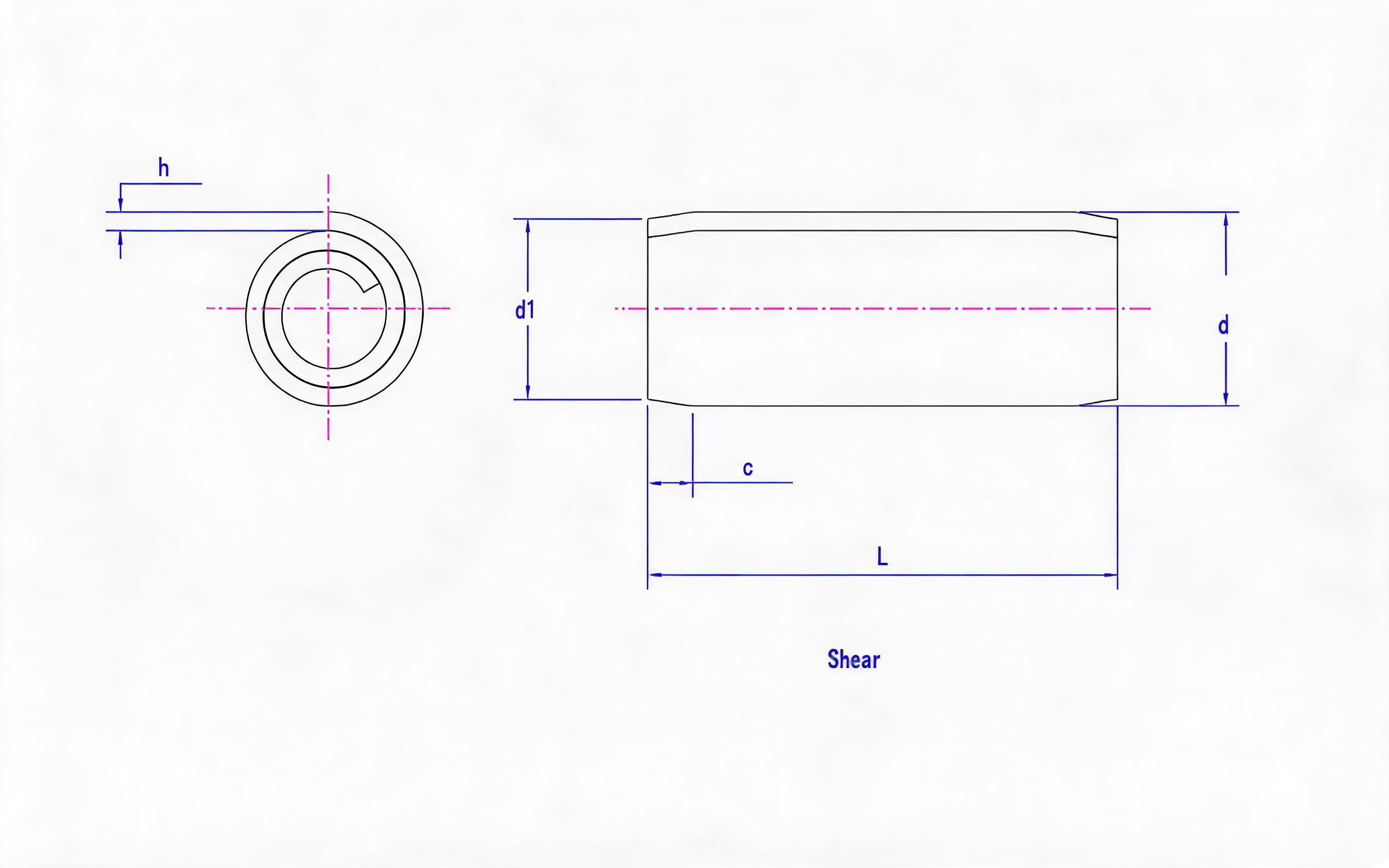Heavy-duty coiled elastic cylindrical pin (austenitic stainless steel) Standard Drawing
