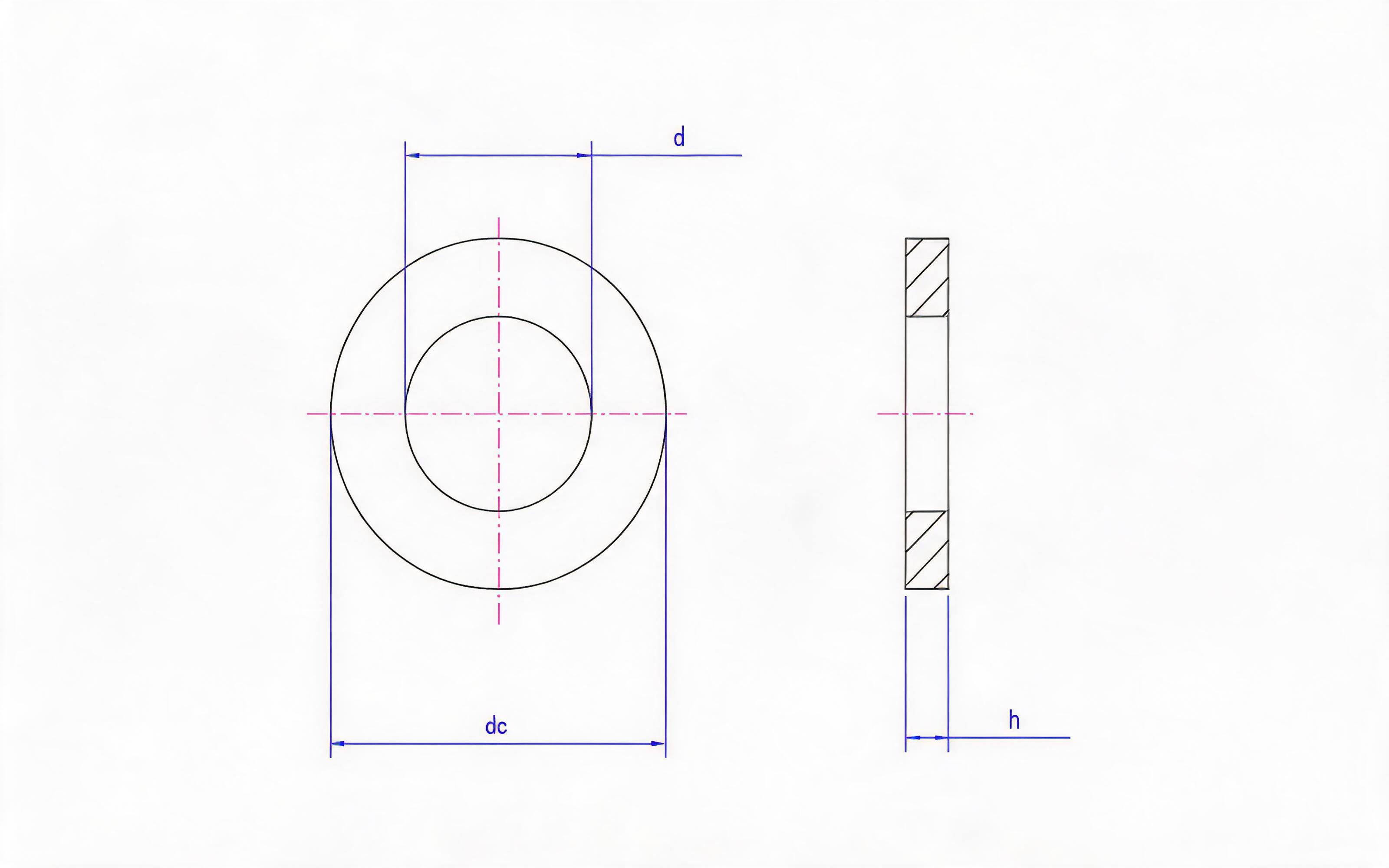 Small flat washer Standard Drawing