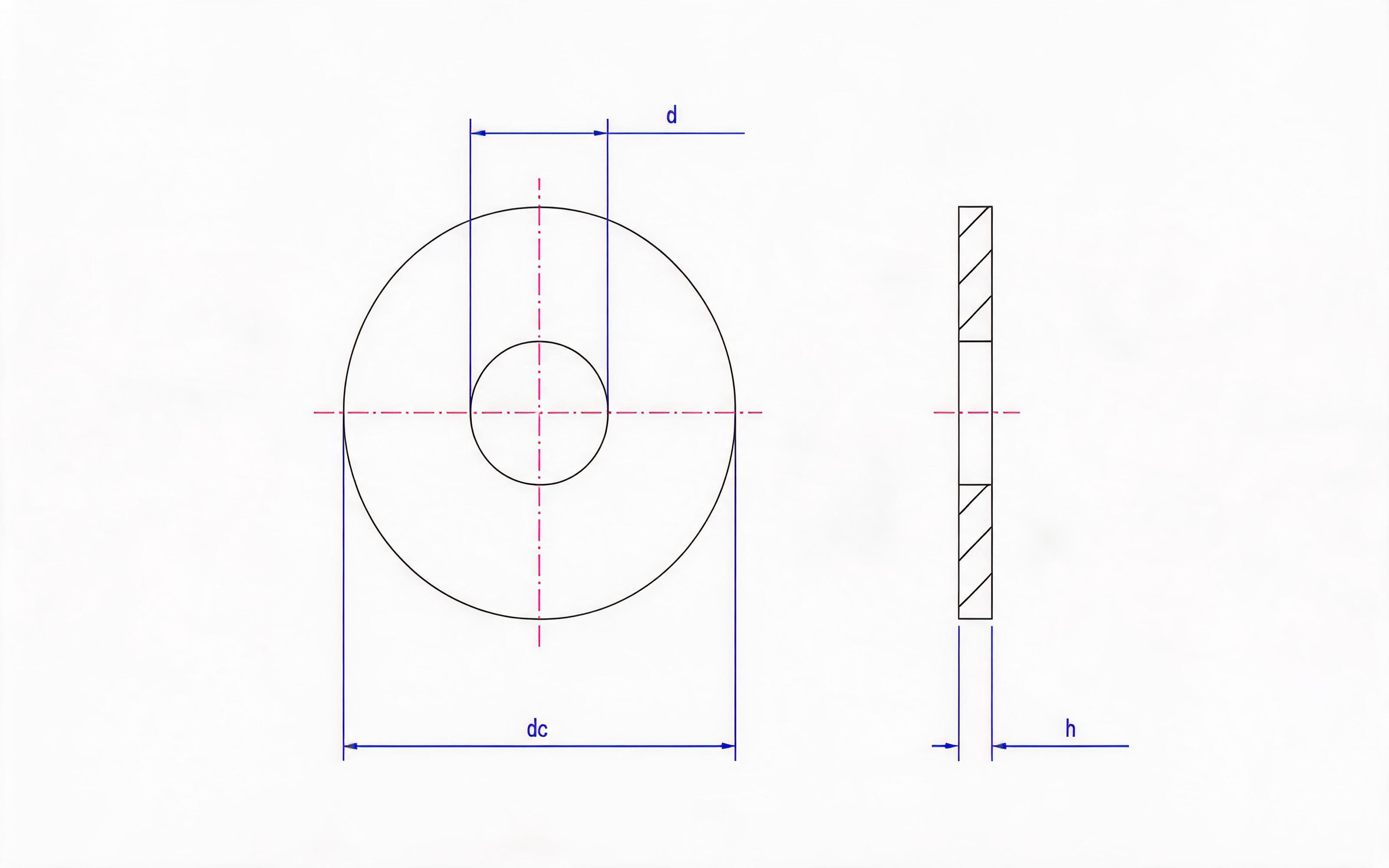 Large flat washer Standard Drawing