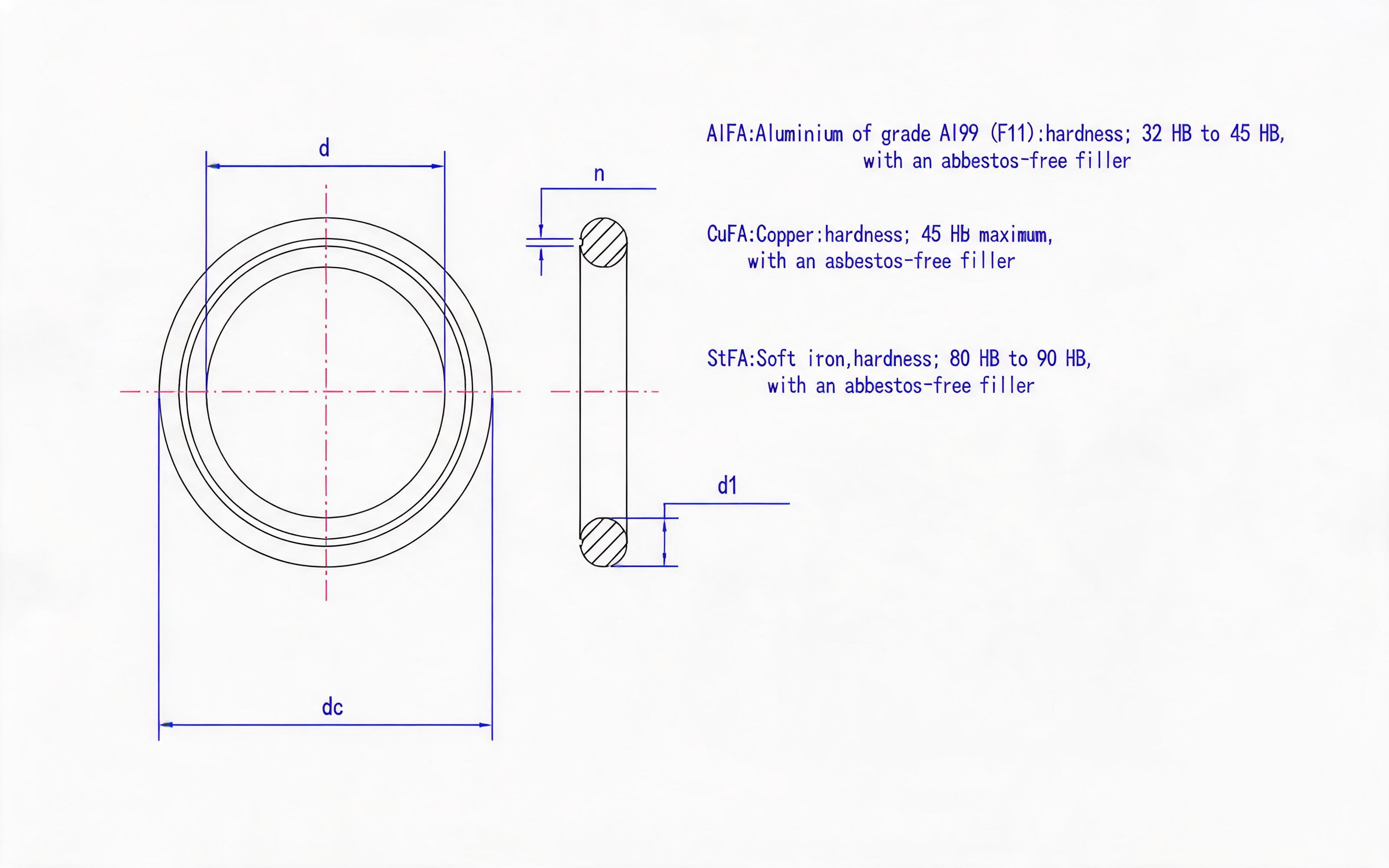 Type C Small Seal Washer (AIFA CuFA StFA) Standard Drawing