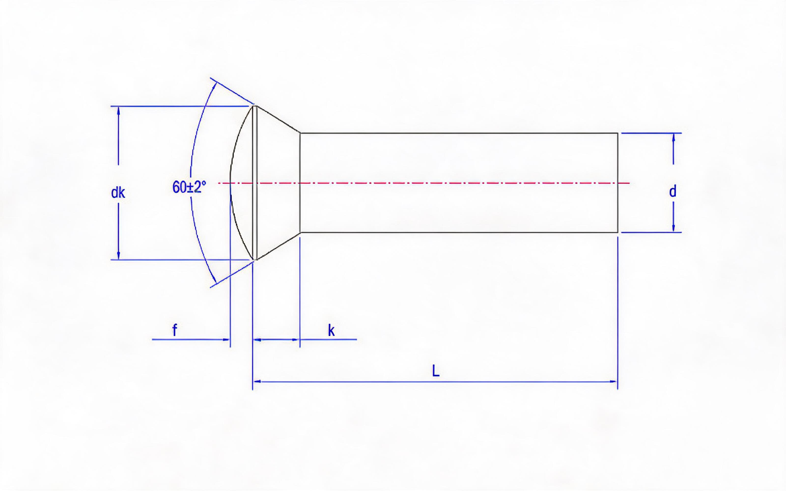 Half countersunk head rivet Standard Drawing