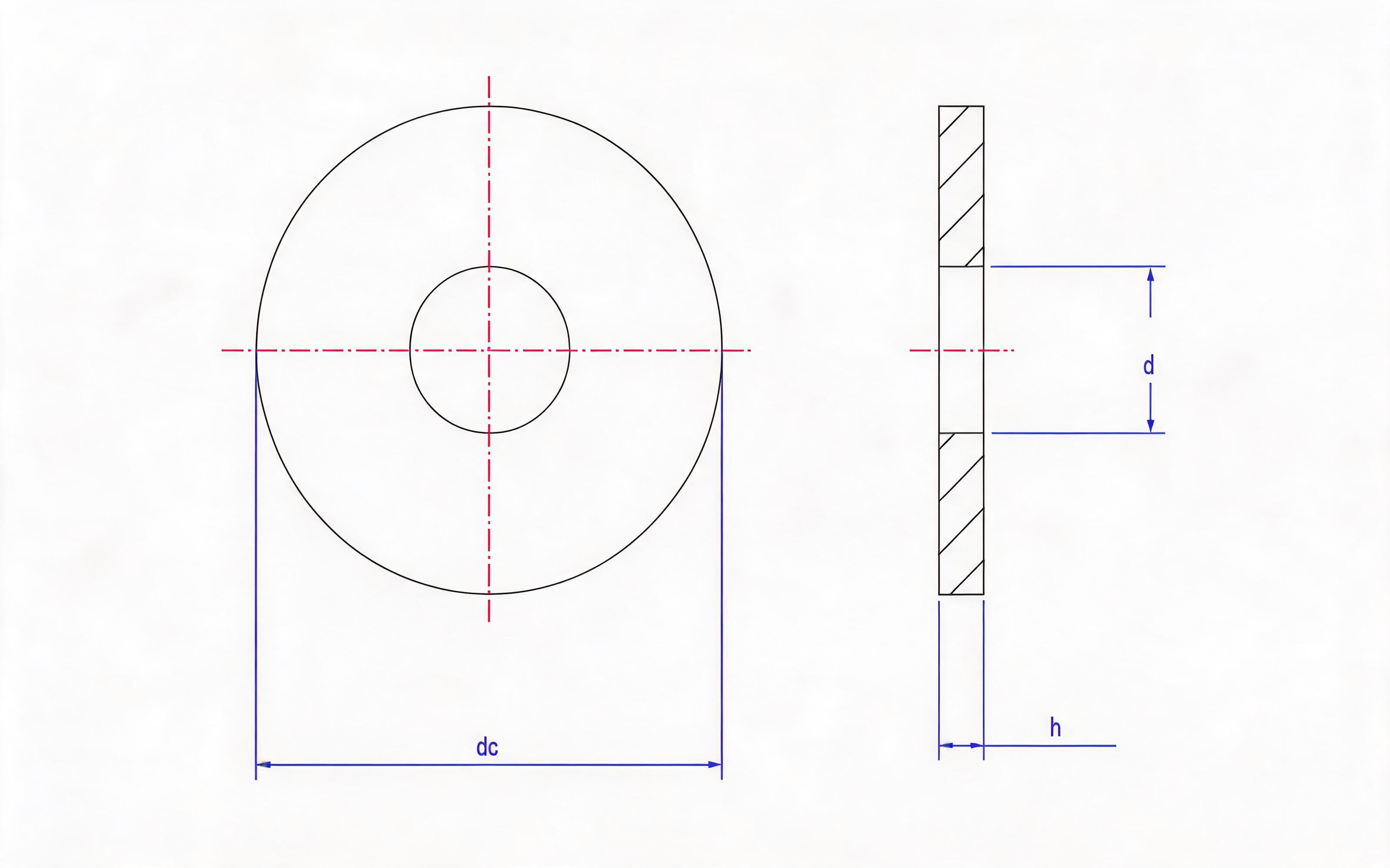 Large washer for self-tapping screw assembly Standard Drawing