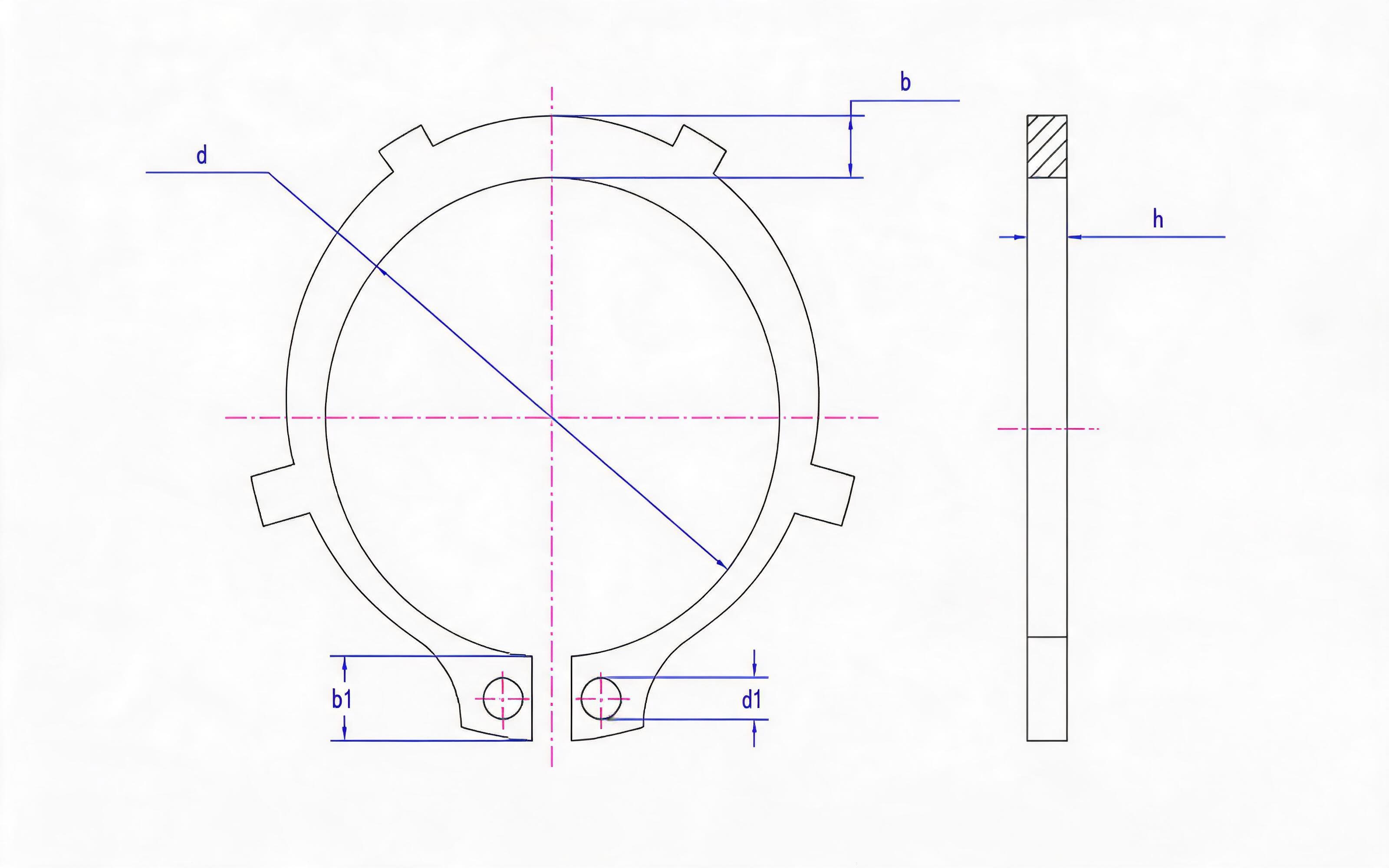 Retaining ring for toothed shaft (Figure 1) Standard Drawing