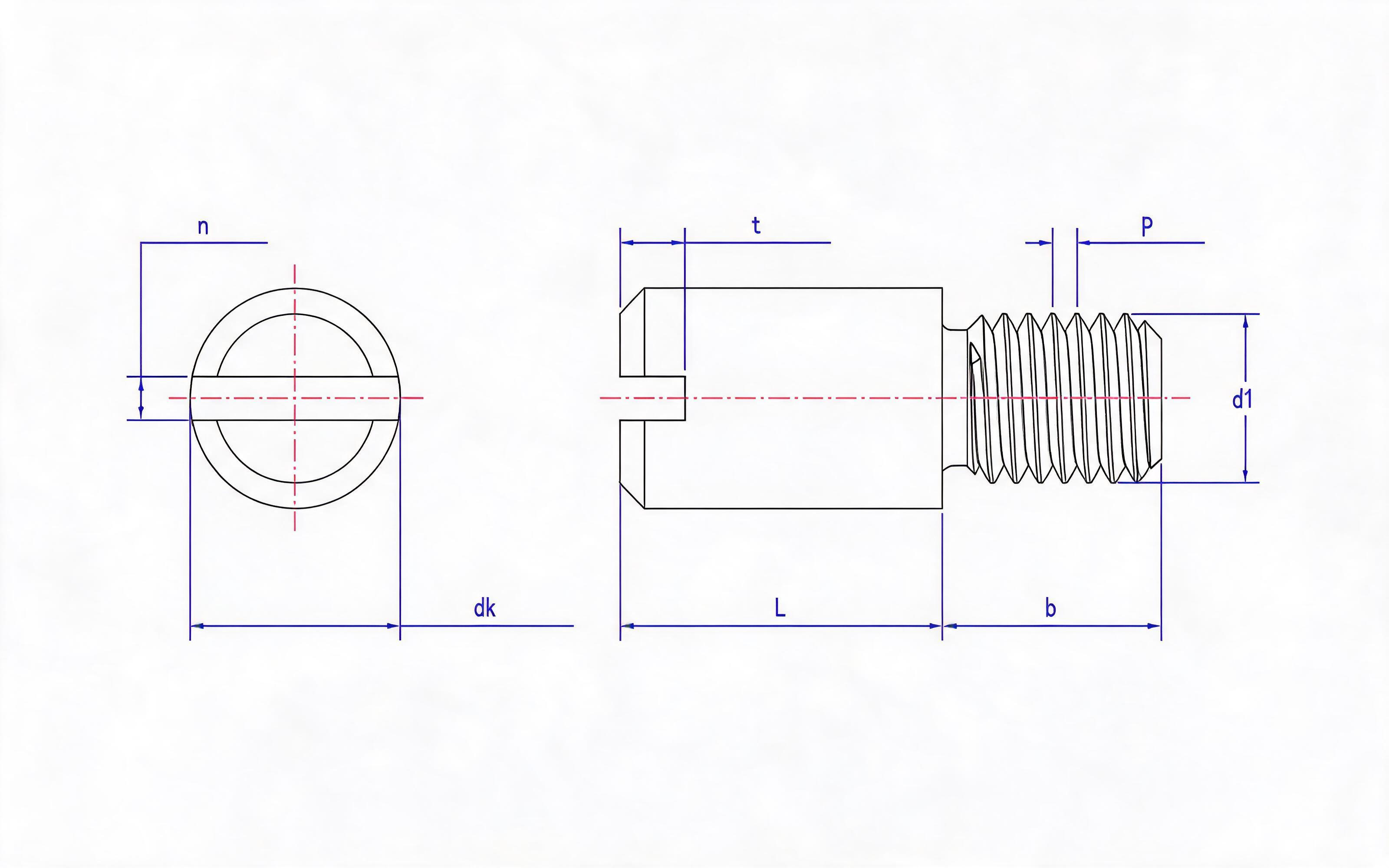 SLOTTED SHOULDER SCREW Standard Drawing