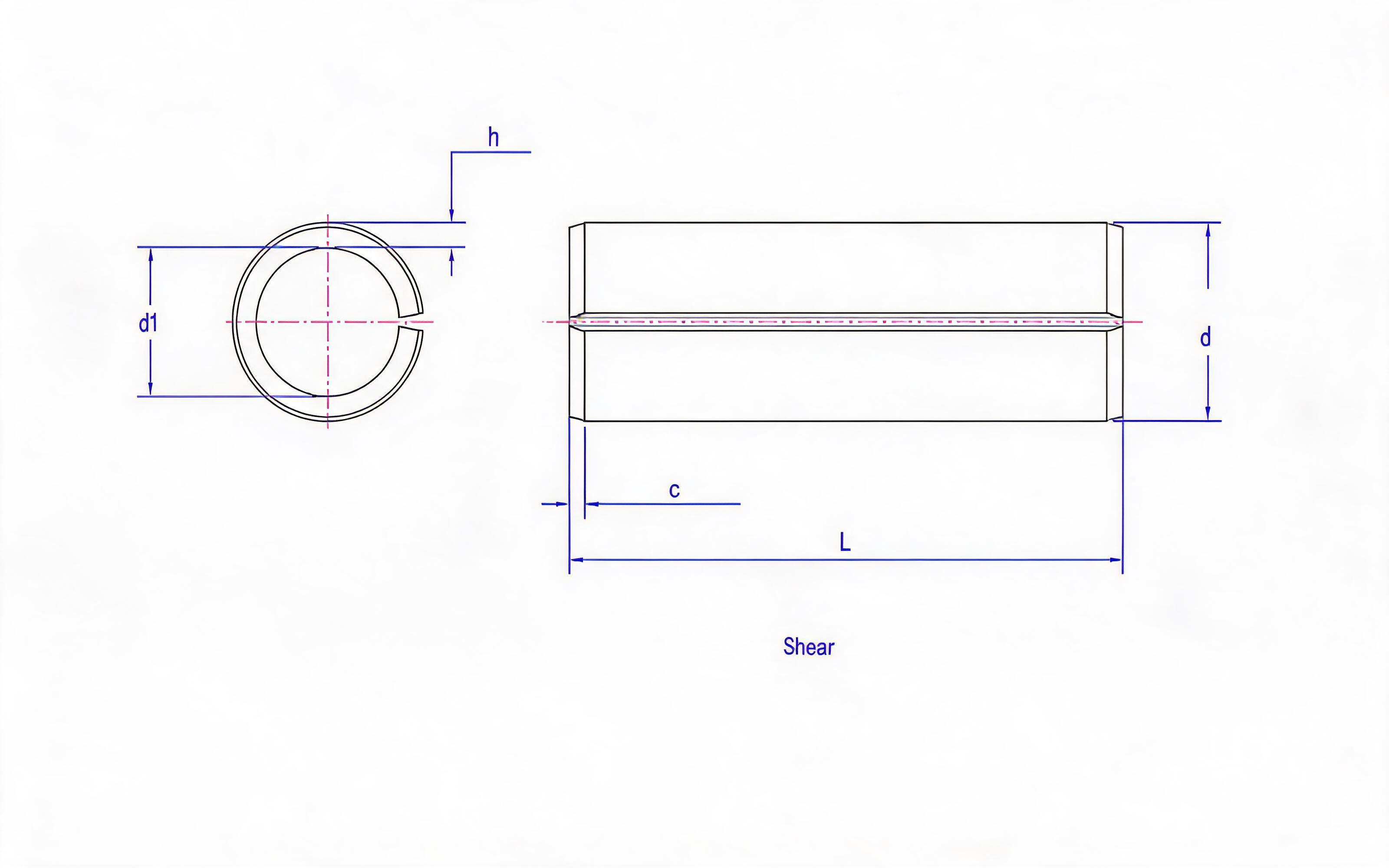Light straight groove elastic cylindrical pin Standard Drawing