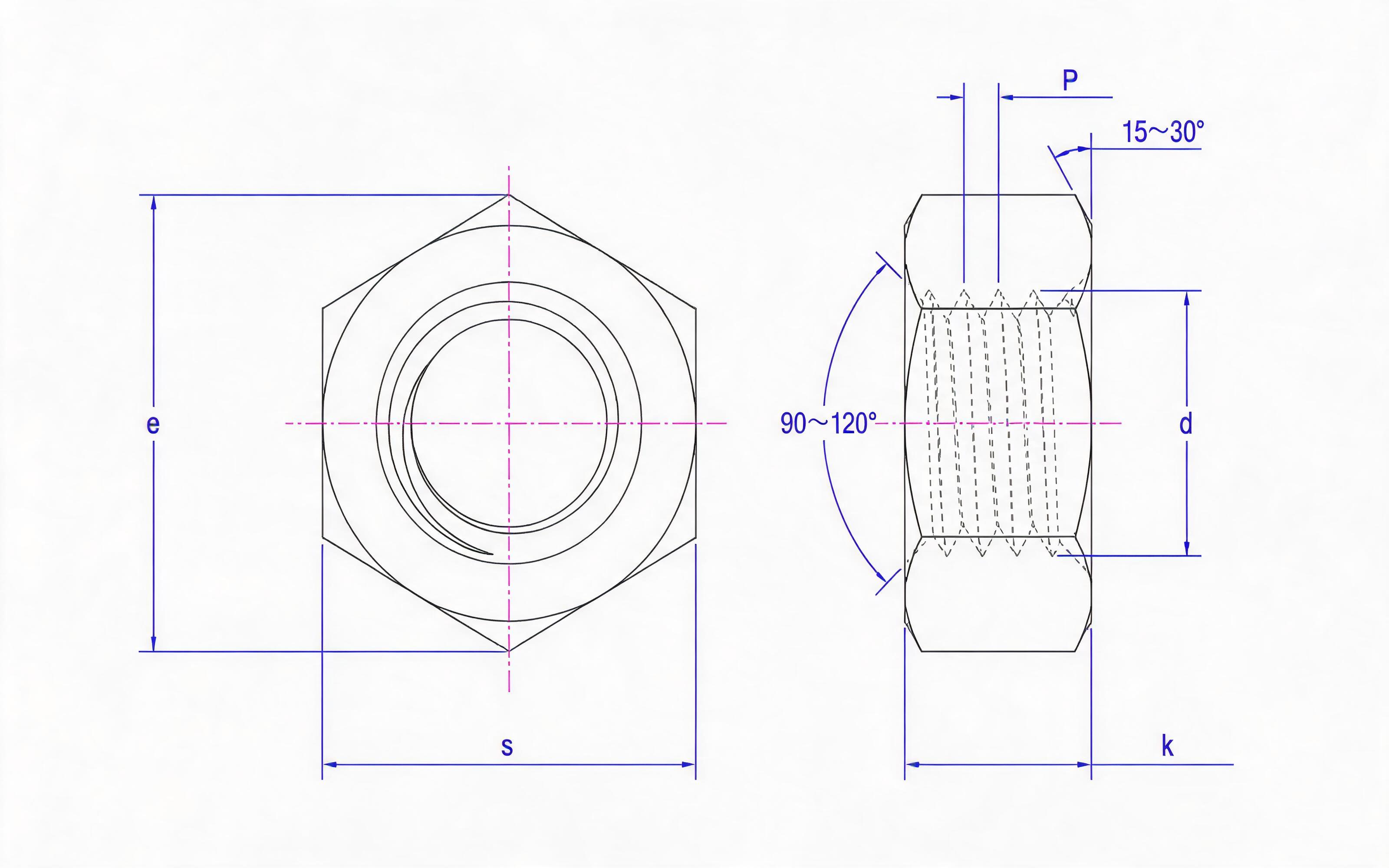 Hexagon nut Standard Drawing